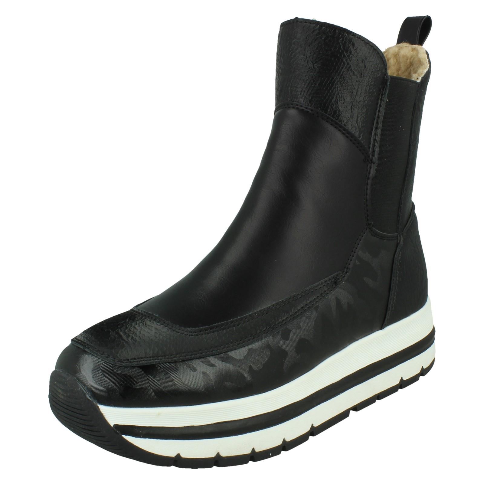 Ladies Elle Sport Casual Chunky Pull on Warmlined Ankle Boots F4R484 - Picture 2 of 10