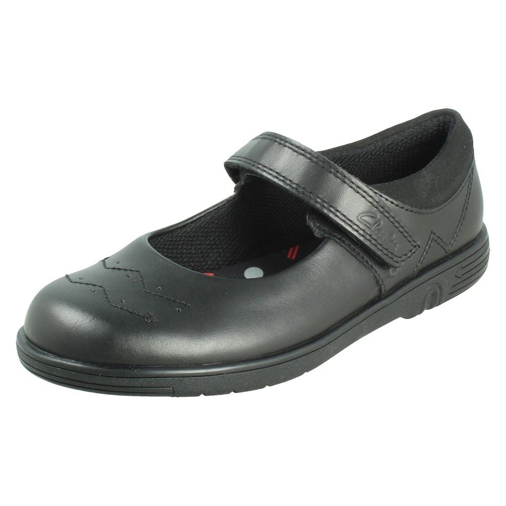 Niñas Clarks Cuero/Patente Estilo Mary Jane Zapatos Escolares "Jazzy Jig K" - Imagen 2 de 19