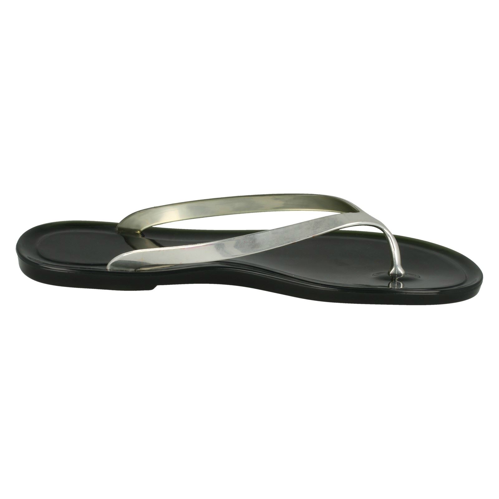 Damen Spot On flache metallische Zehenstegsandalen *Gelee * - Bild 18 von 28