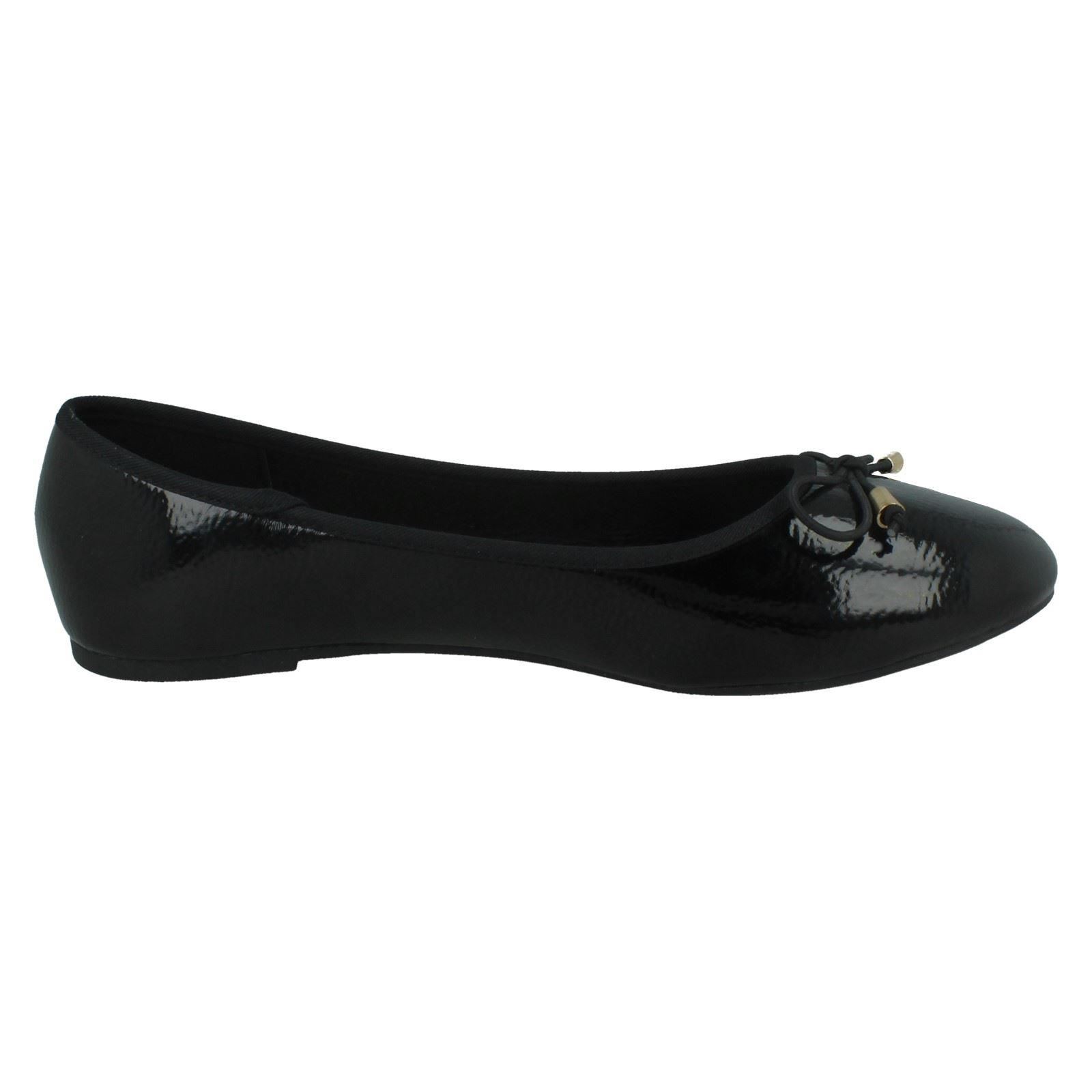 Ladies Spot On Bow Trim Ballerina Shoes - Picture 3 of 37