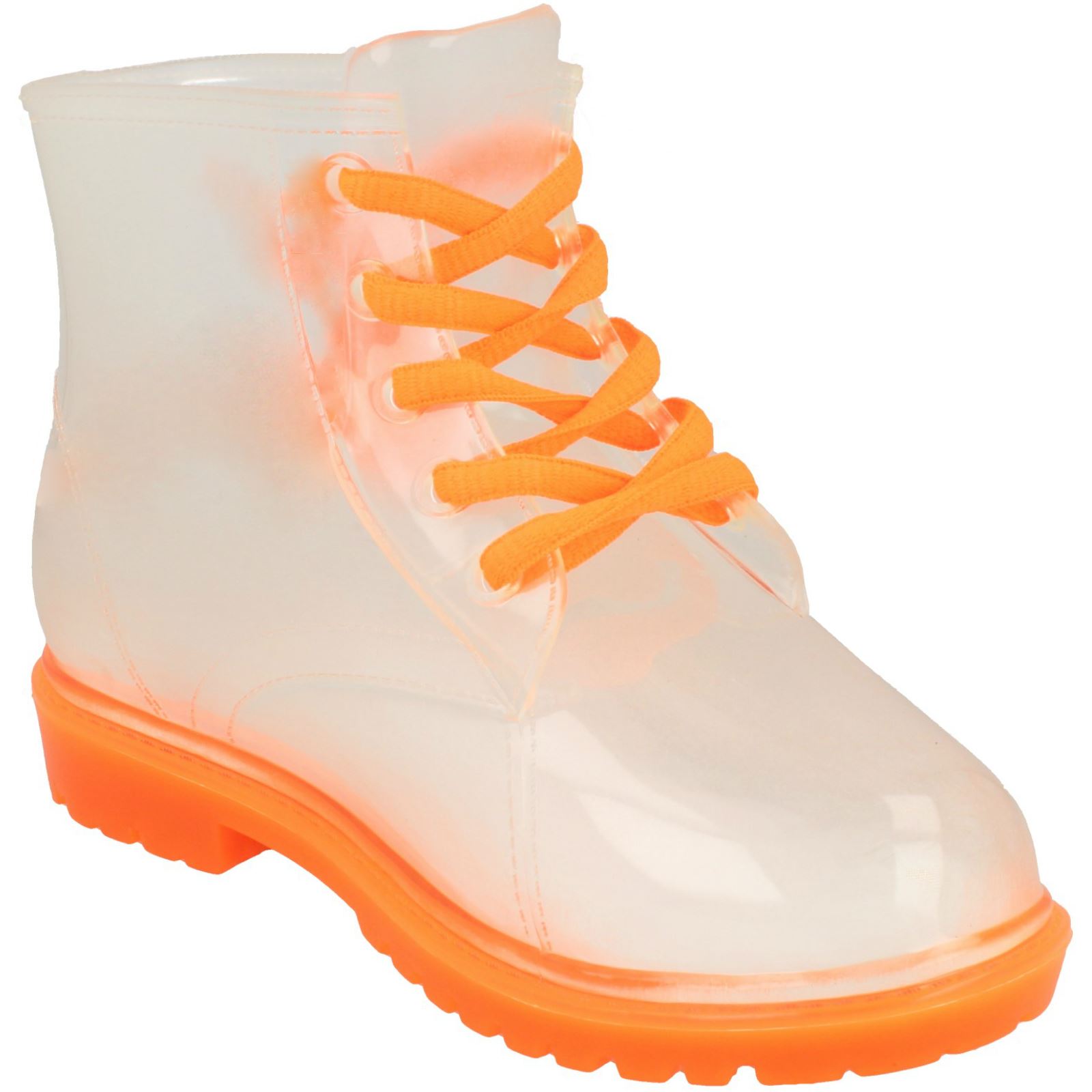 Girls Spot On Lace Up Jelly Look Wellington Boot - Picture 25 of 46