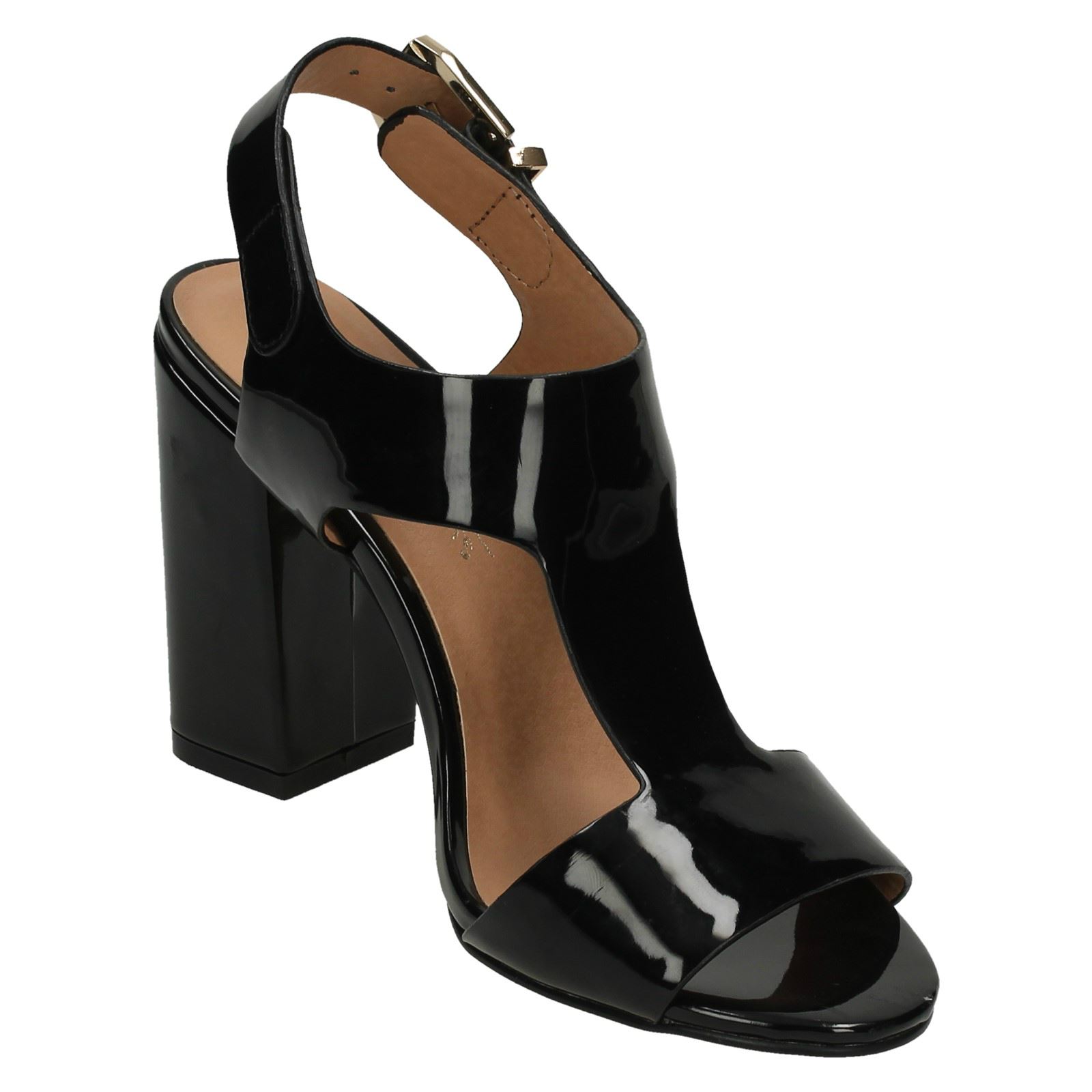 Ladies Anne Michelle Patent Slingback Chunky Heel Sandals | eBay