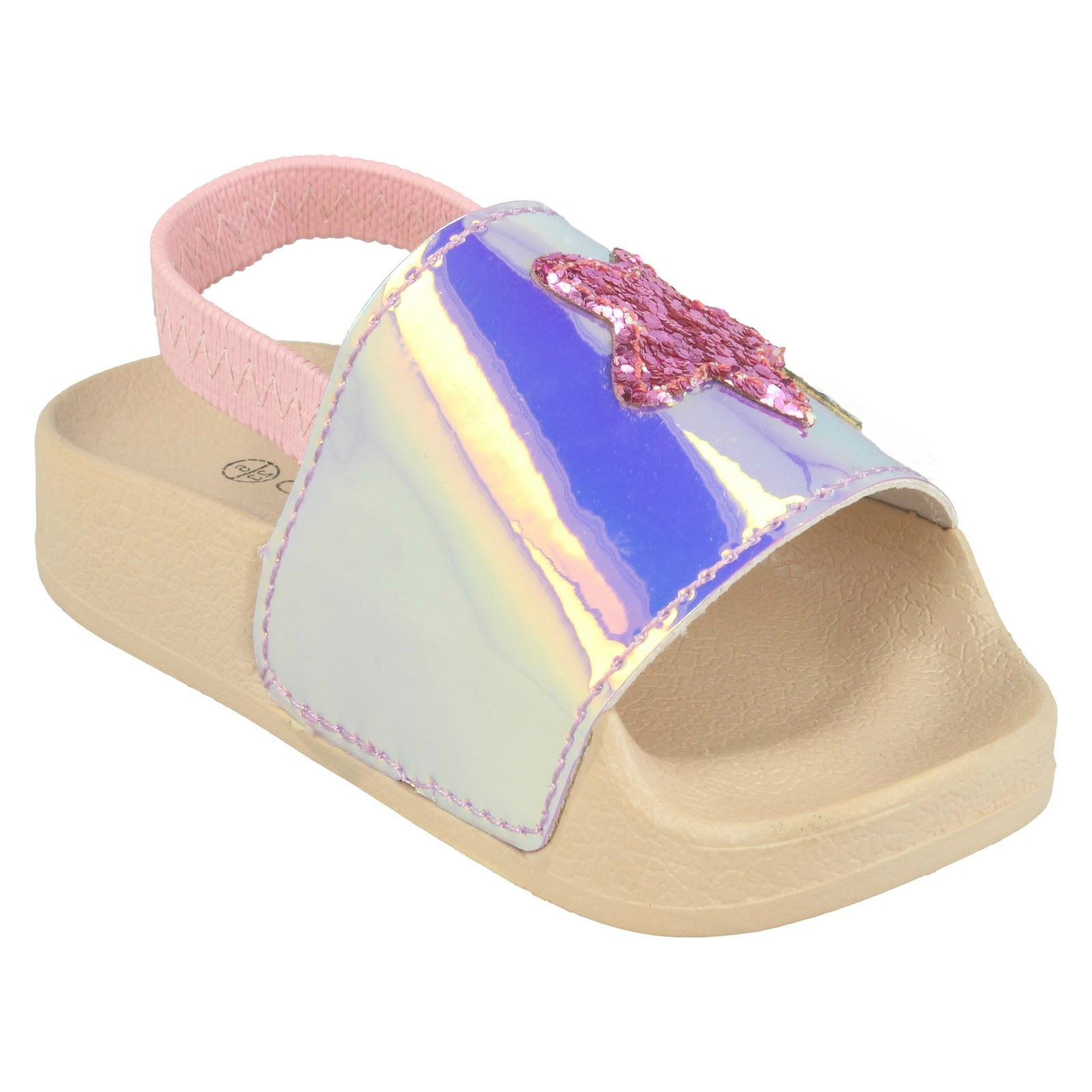 Girls Spot On Slingback Sliders 'With Glitter Star Design' - Picture 10 of 19