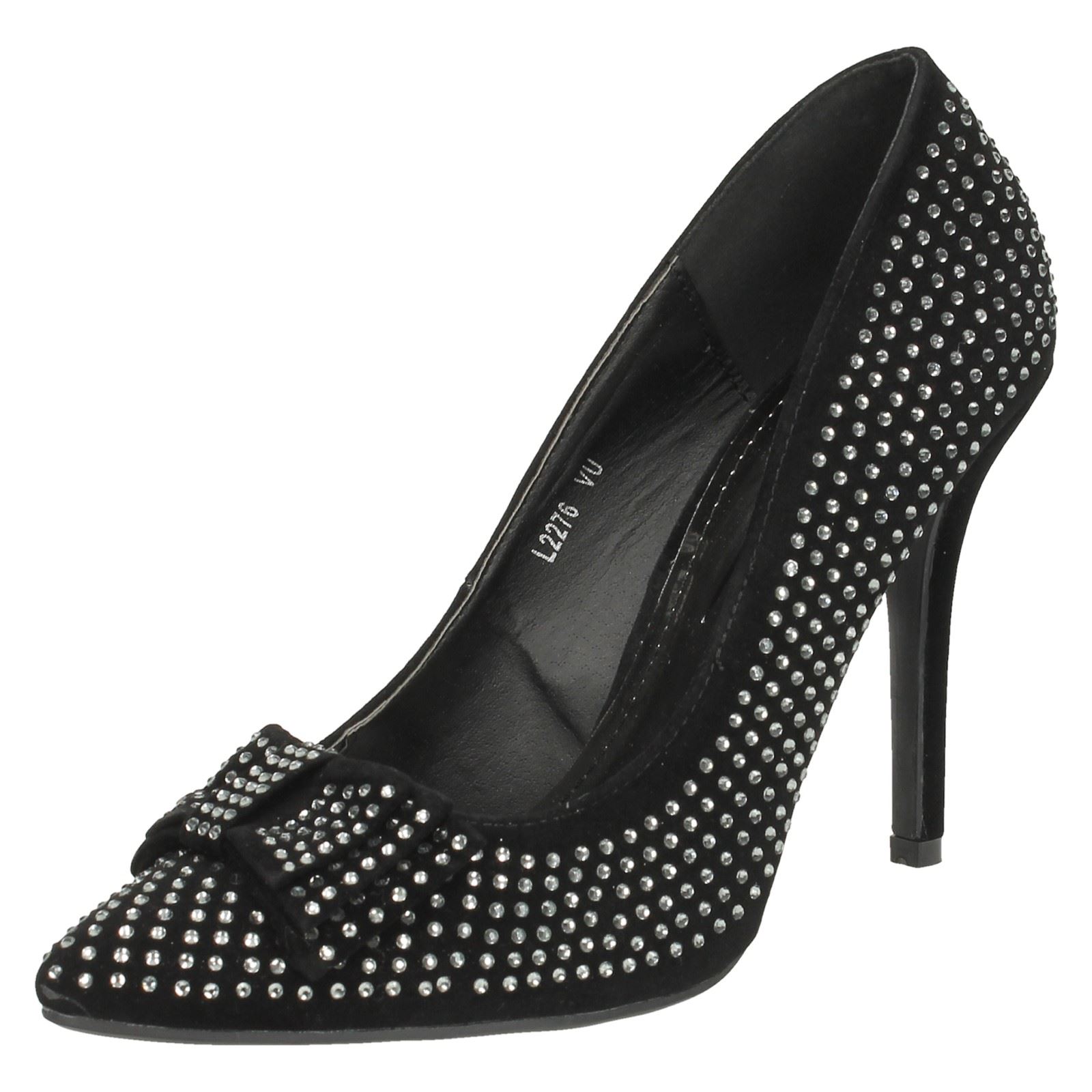 Anne Michelle Ladies Diamante Bow Detail Party Shoes - Picture 11 of 28