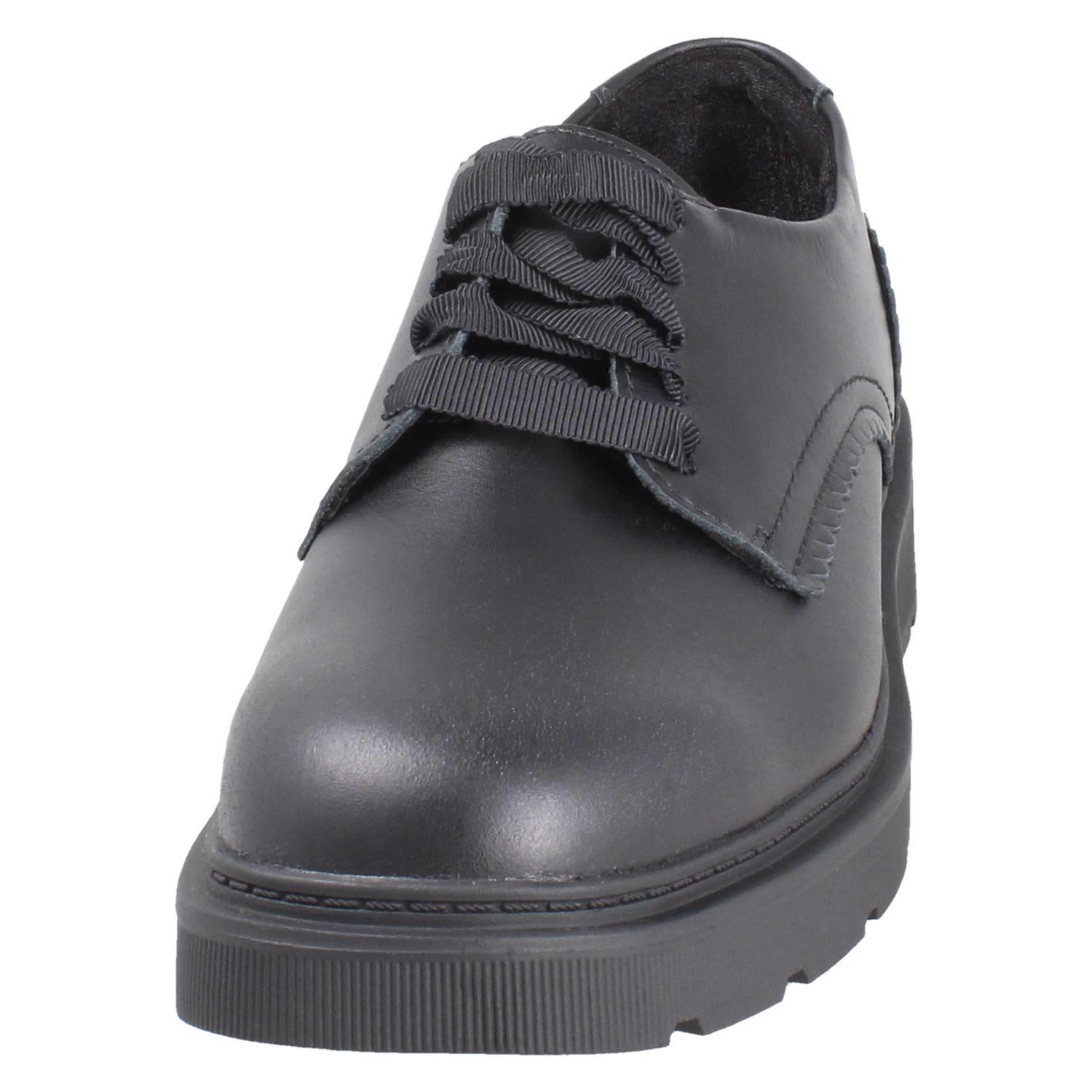 Girls Clarks Scalloped Edge Chunky Sole Leather Lace Up School Shoes *Eris Pure* - Picture 11 of 21