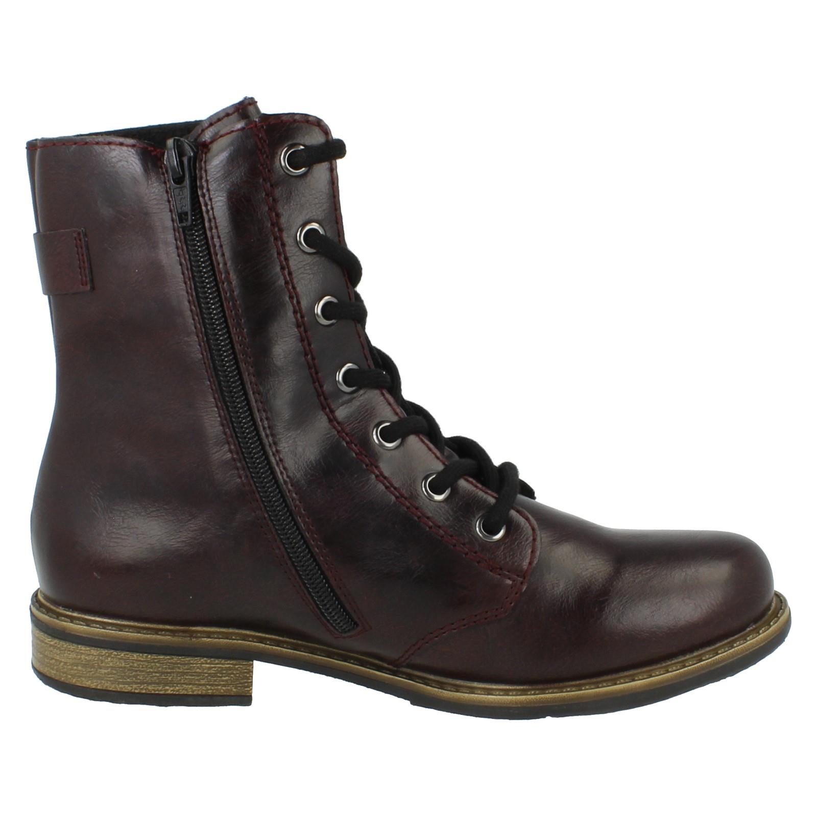 Damen Rieker Zip & Spitze Weitverschluss Fit Fleecefutter Stiefel Knöchel 74802 - Bild 7 von 10