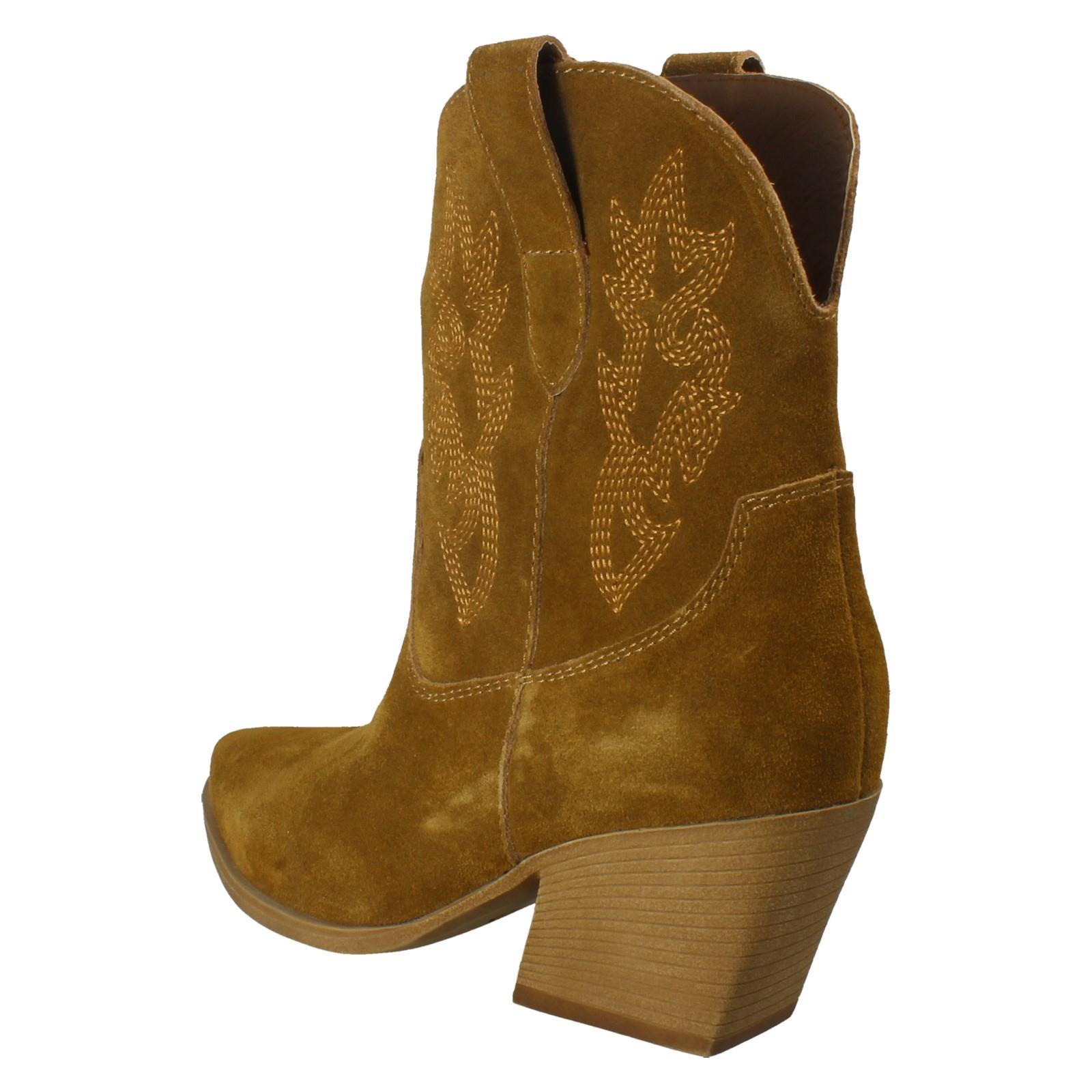 Ladies Spot On Leather Slip On Cowboy Boots F5R1248 - Picture 22 of 28