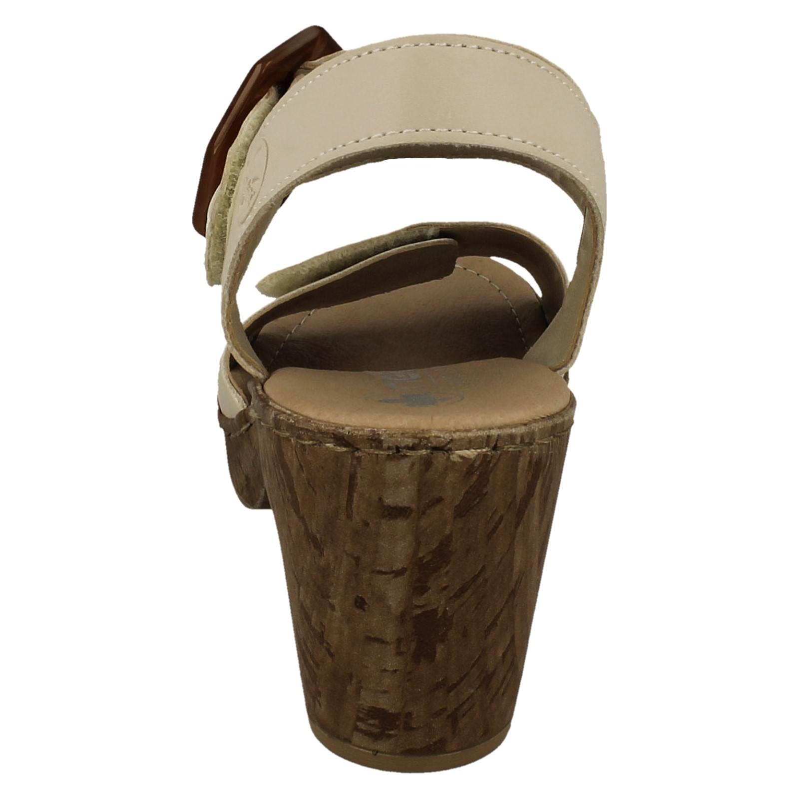 Ladies Rieker Block Heeled Summer Sandal Strap Fastening With Faux Buckle, 66876 - Picture 5 of 19