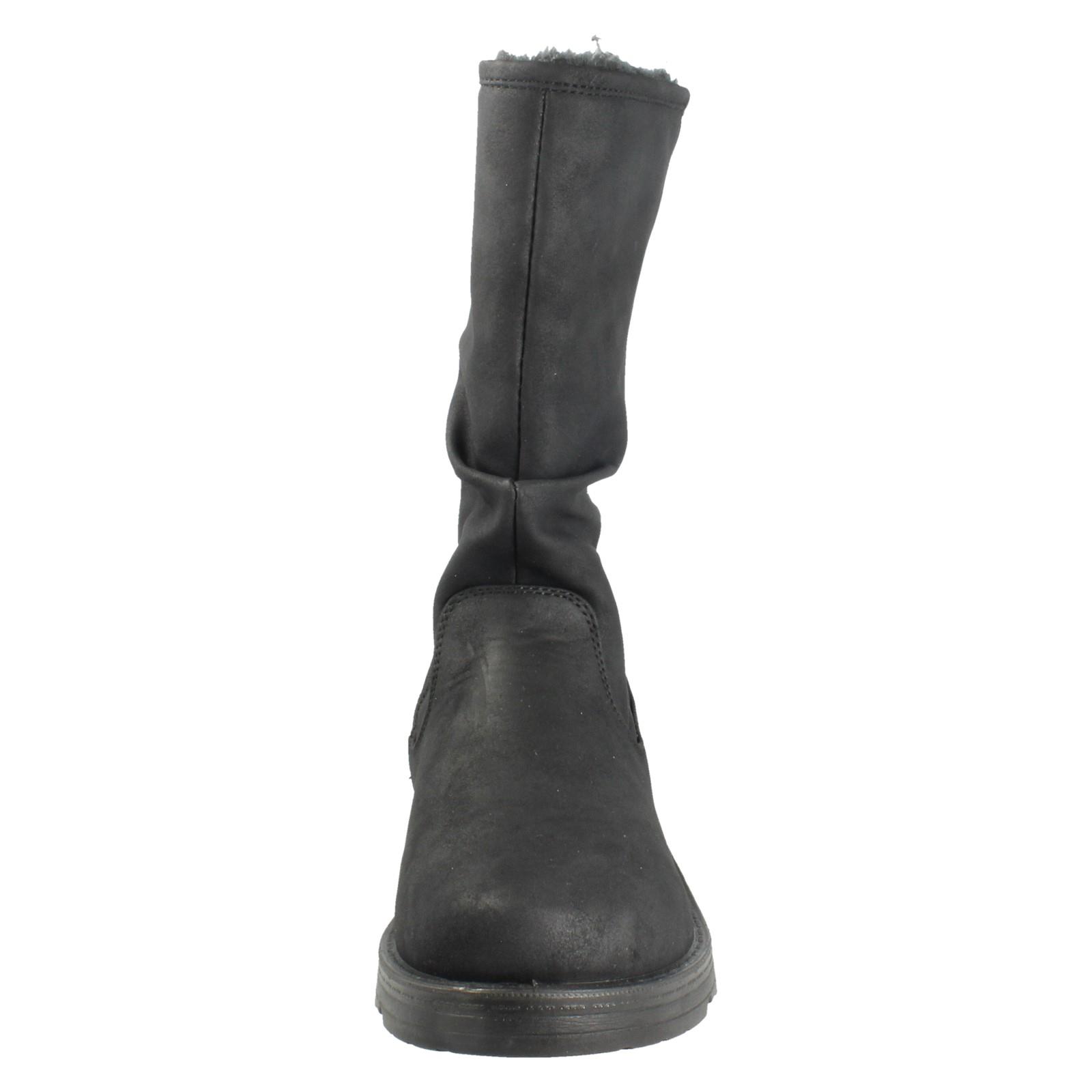 Ladies Spot On Fur Lined Zip Up Wide Fit Wedge Heel Mid Calf Boots F4466 - Picture 9 of 19