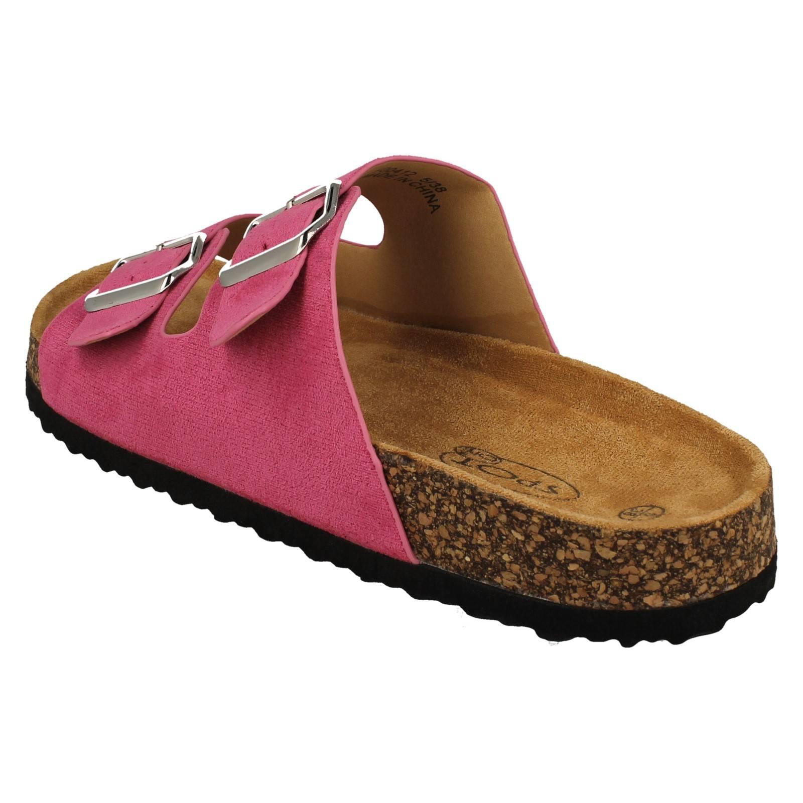 Sandalias de mula informales de doble hebilla detalladas para dama F0R0412 - Imagen 4 de 19