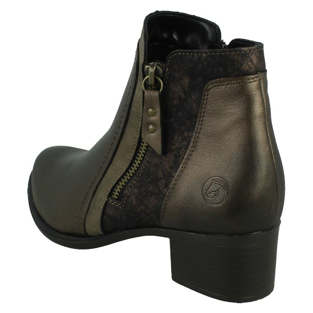 Damen Remonte Doppelverschluss Leder Absatz Block abnehmbare Sohle Stiefeletten - Bild 13 von 19