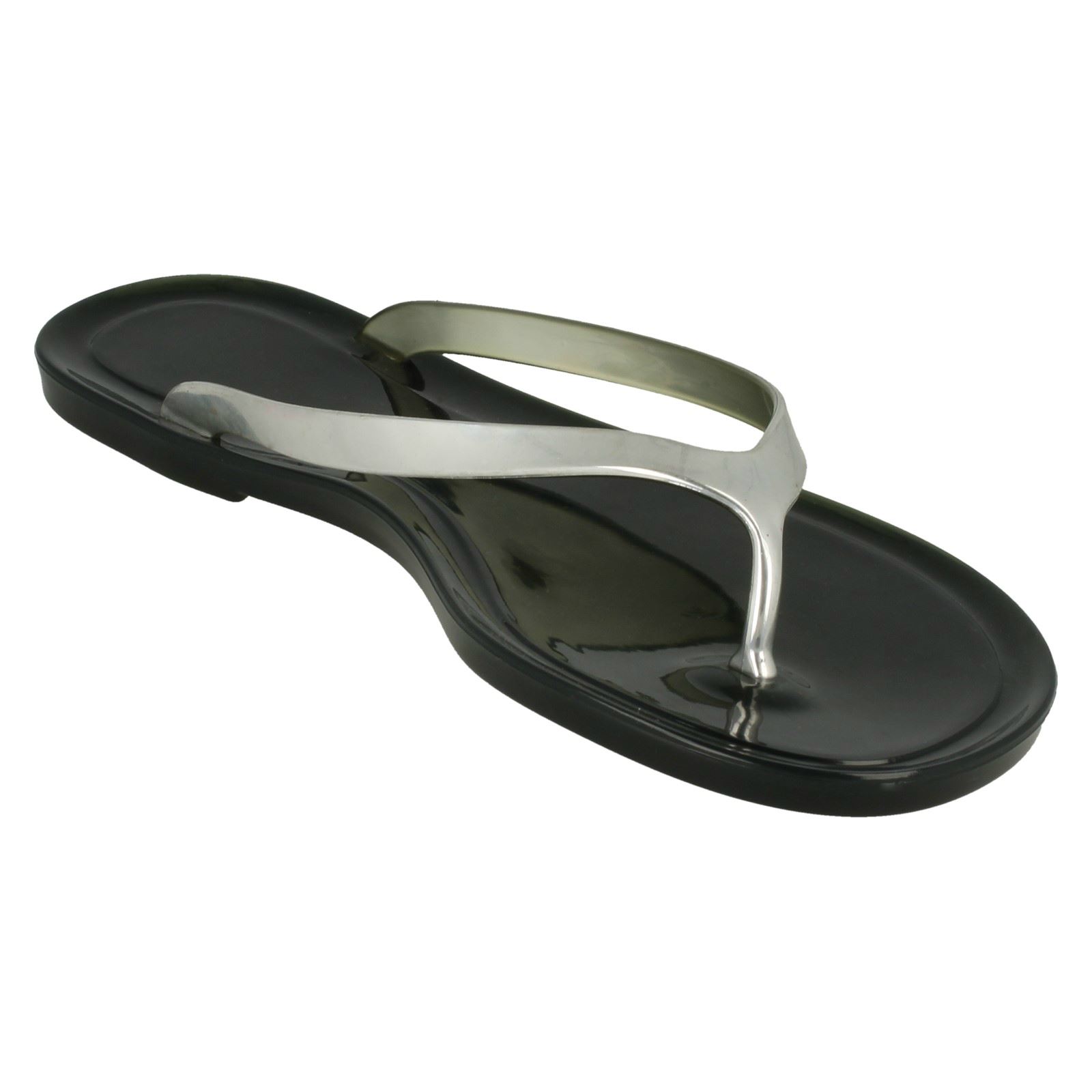 Damen Spot On flache metallische Zehenstegsandalen *Gelee * - Bild 13 von 28
