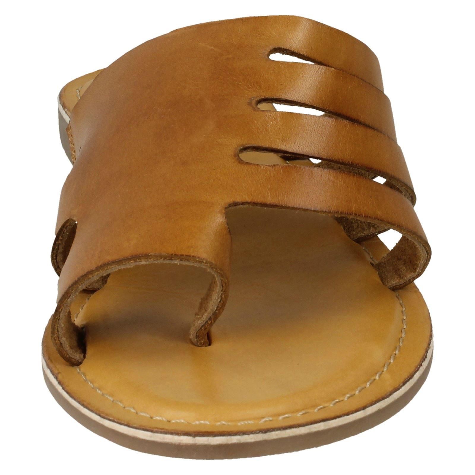 Damen Leder Kollektion Slipper Flache Riemchen Sandalen - Bild 33 von 46
