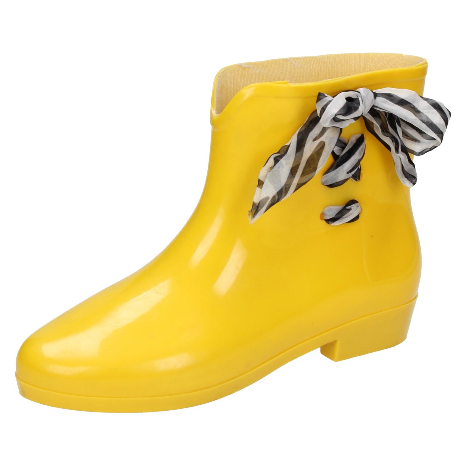 Ladies Spot On Tied Bow Detail Ankle 'Wellington Boots' - Picture 38 of 46