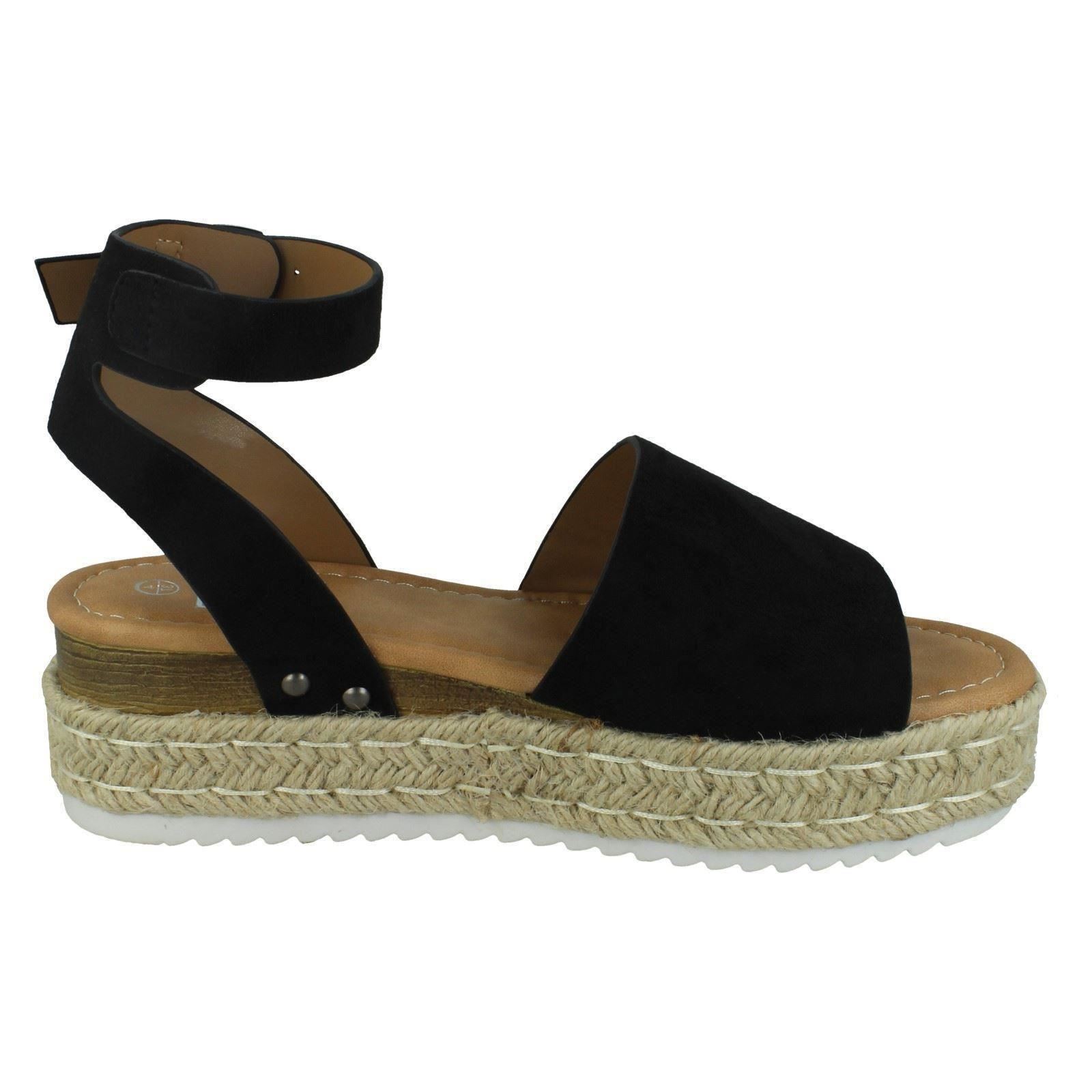 Down To Earth Ladies Flatform Ankle Strap Sandals - Picture 7 of 19