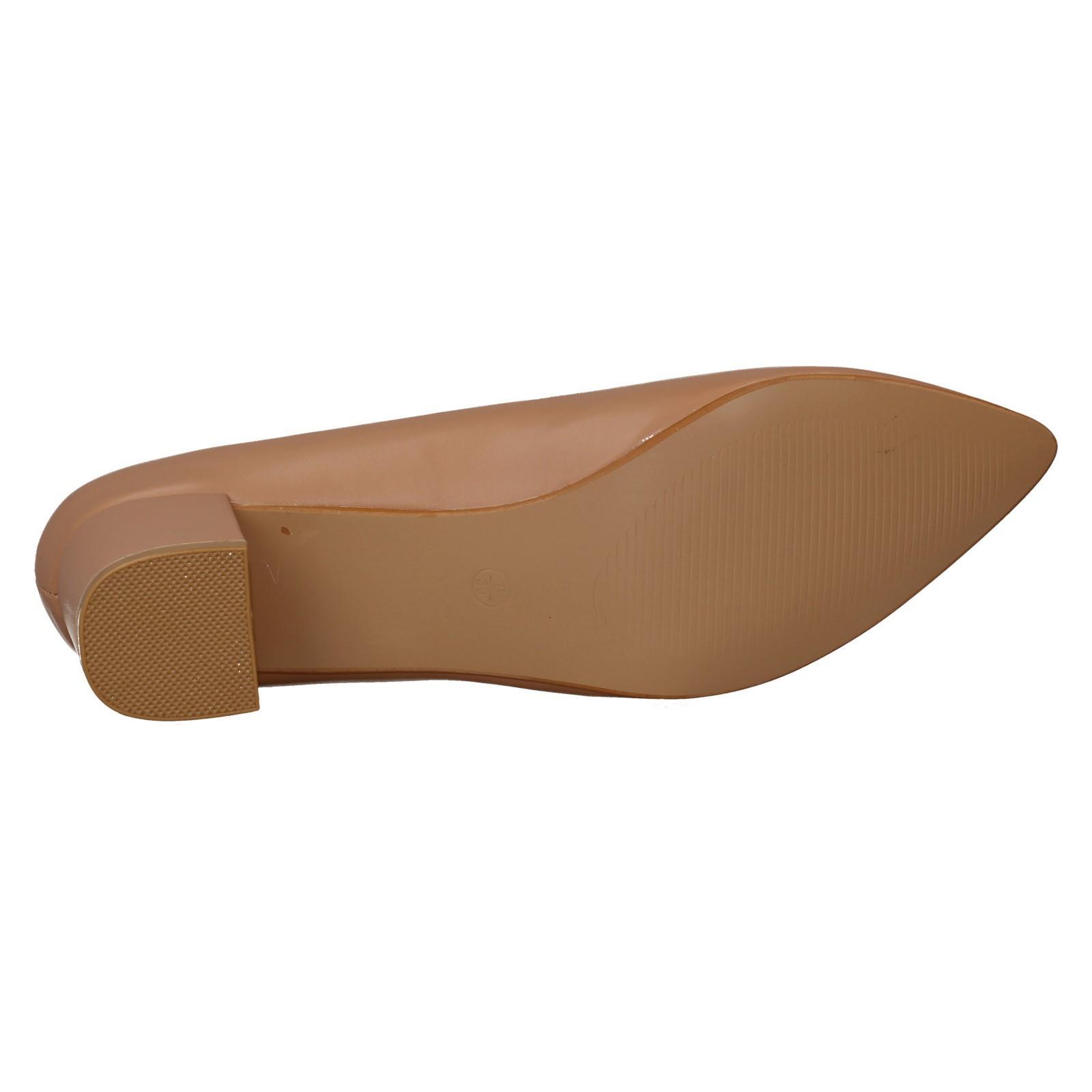 Ladies Spot On Mid Block Heel Pointed Toe Court Shoes F90127 - Picture 19 of 28