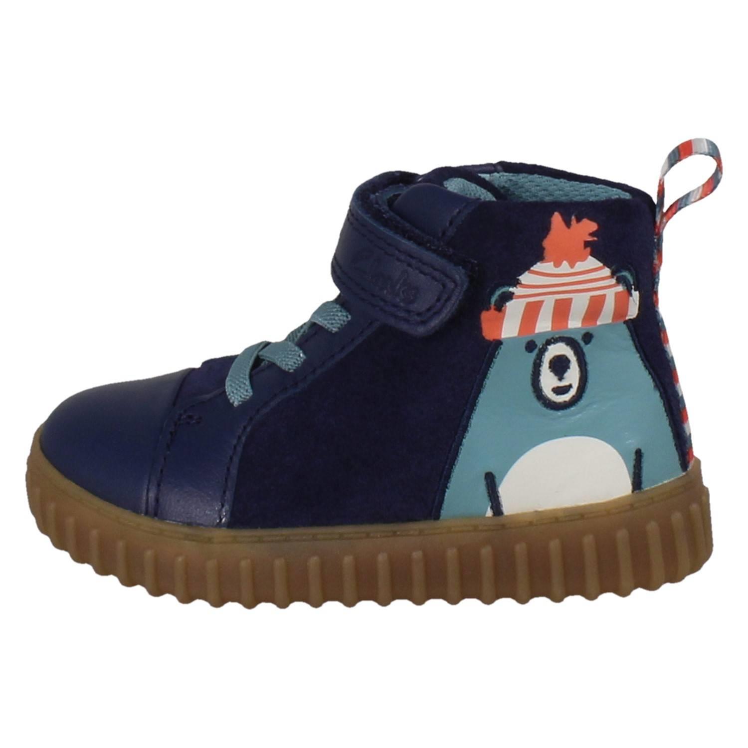 Jungen Clarks Elastische Spitze Kuschelig Bär Face Leather Stiefeletten Cove Art - Picture 3 of 10