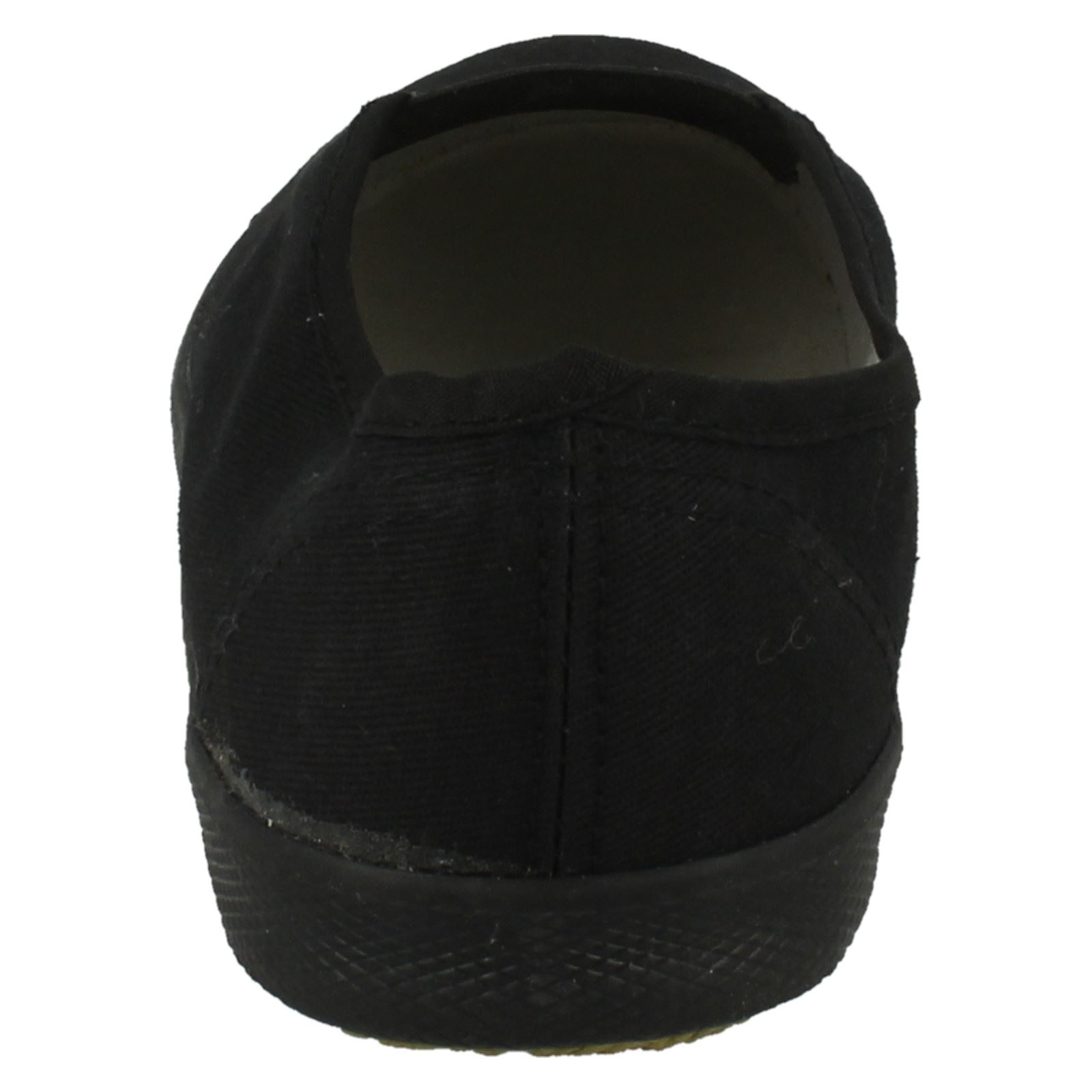 Jungen Kinder Spot On Slip Weiß Schwarz Sportschuhe Canvas Zwickel Plims - Bild 5 von 19