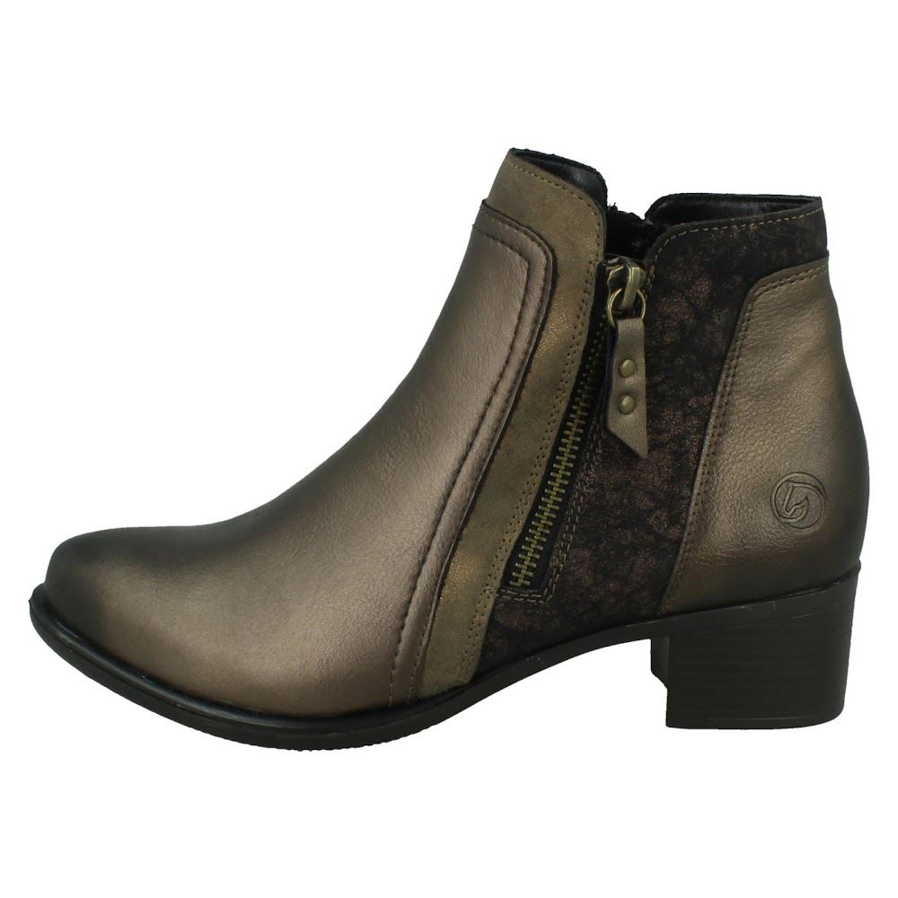 Damen Remonte Doppelverschluss Leder Absatz Block abnehmbare Sohle Stiefeletten - Bild 12 von 19