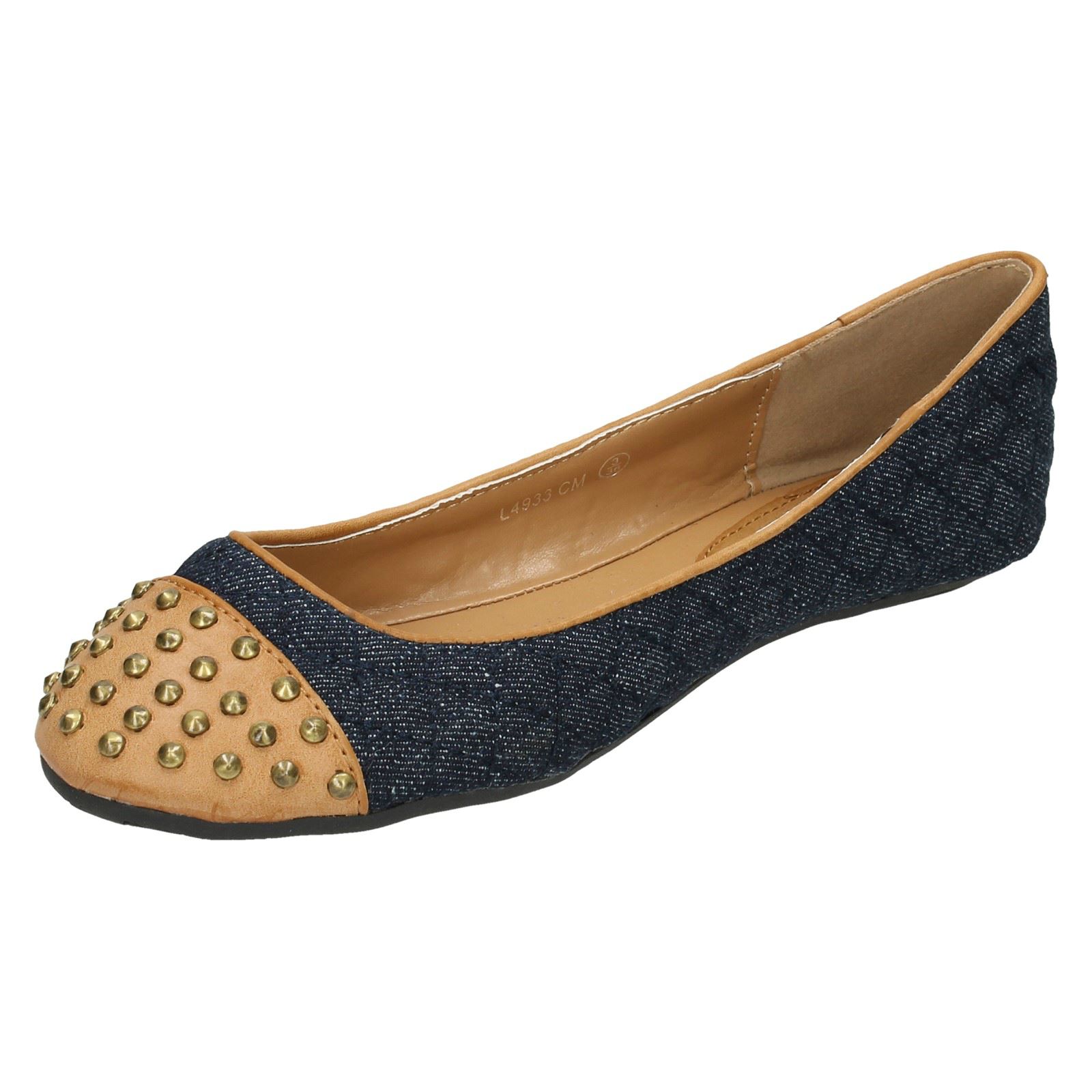 Anne Michelle Ladies Flat Ballerina Shoe - Picture 2 of 10