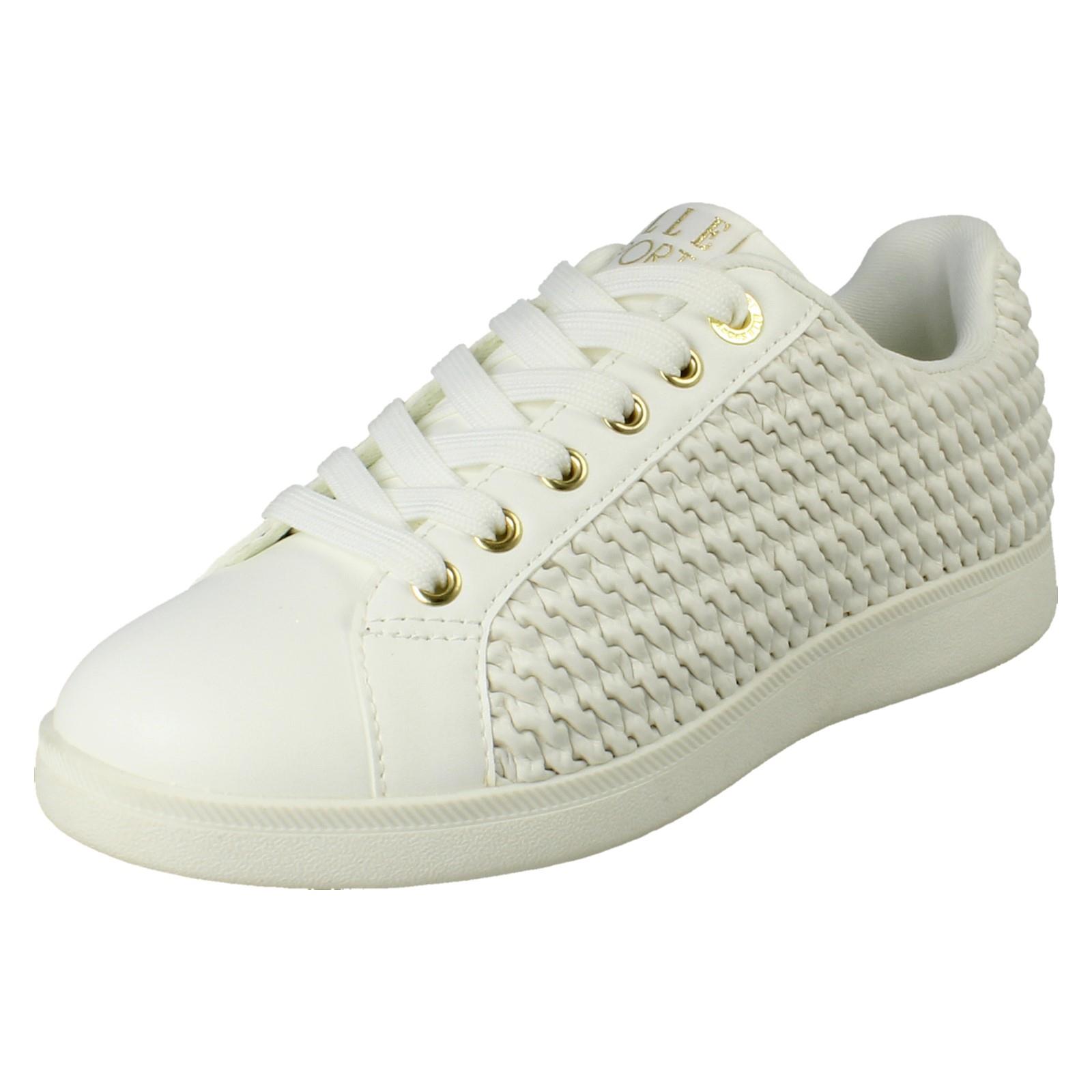 Ladies Elle Sport Lace Up Casual Everyday Trainers White Sneakers Shoes  