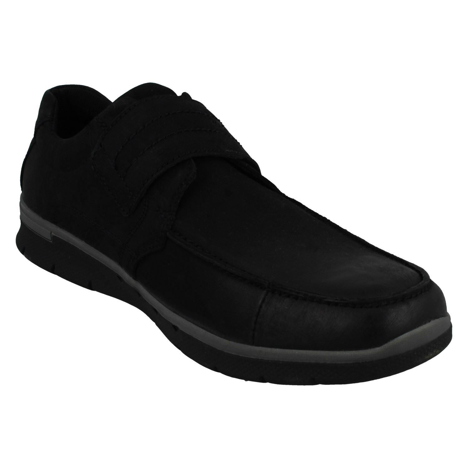 Mens Hush Puppies Wide Fit Casual Hook & Loop Leather Shoes Duke