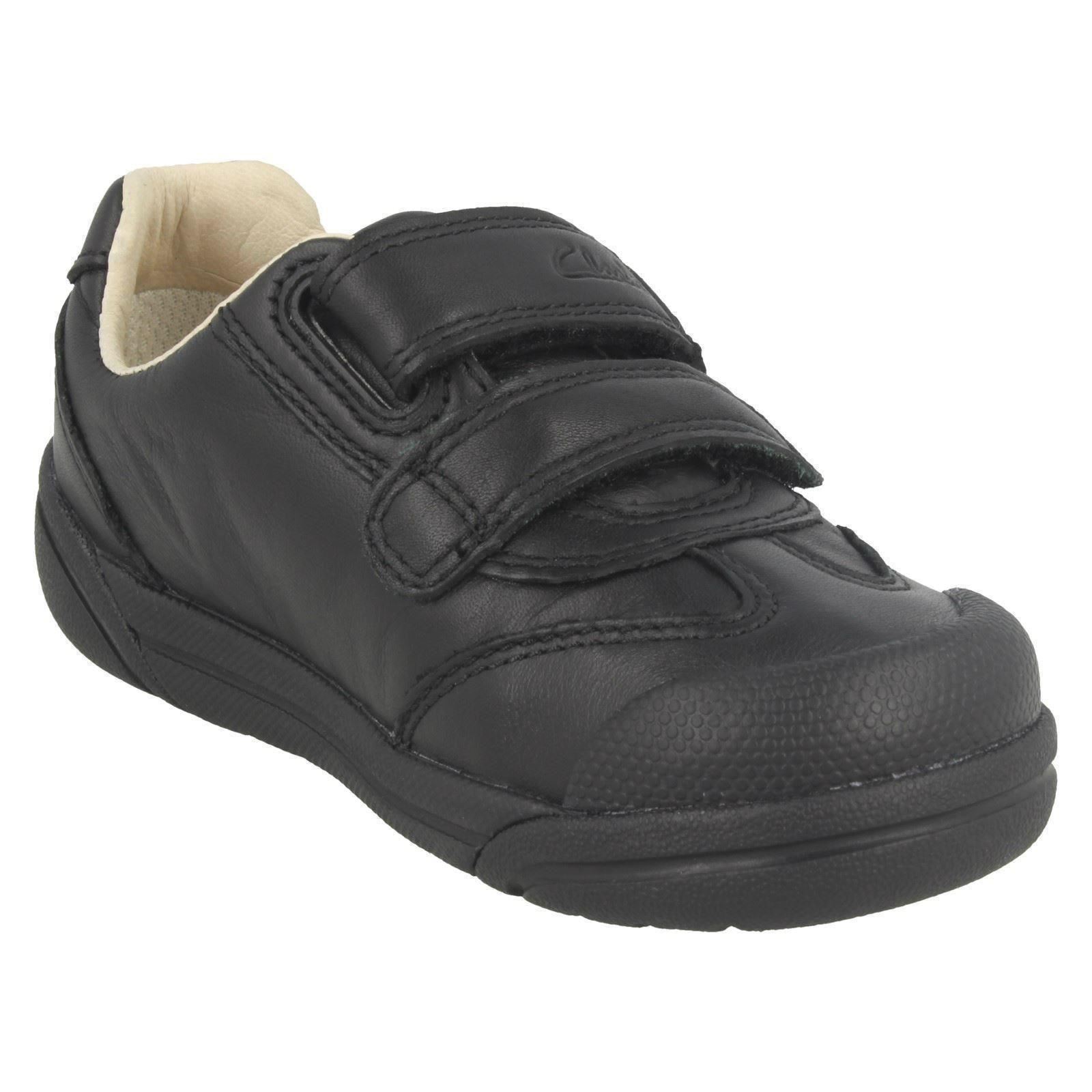 LilFolkZoo /'Infant//Junior Boys Clarks/' Rounded Toe Double Strap School Shoes