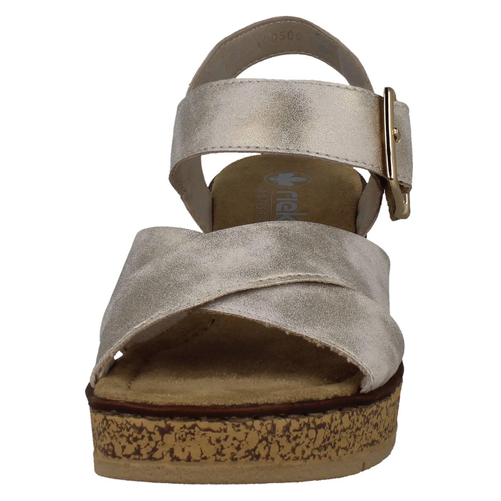 Ladies Rieker Cross Over Synthetic Leather Wedge Sandals: 63795 - Picture 9 of 10