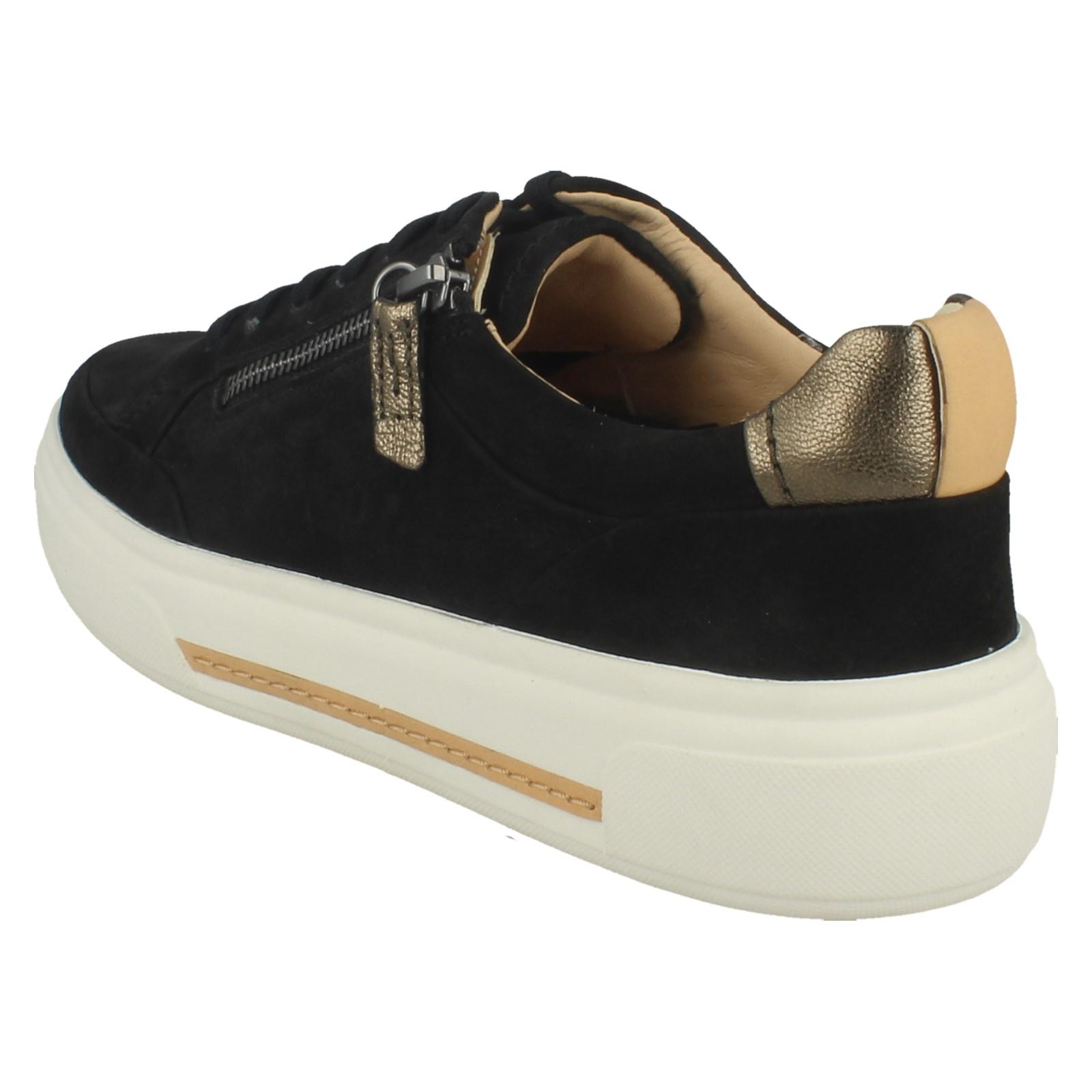 Damen Clarks Nubuk Leather Reißverschluss & Schnürer Freizeit Turnschuhe Malve - Bild 4 von 19