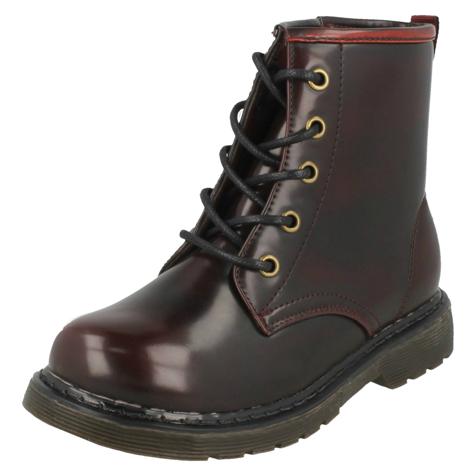 Girls Spot On Low Heel Lace Up Ankle Boots - Picture 11 of 19