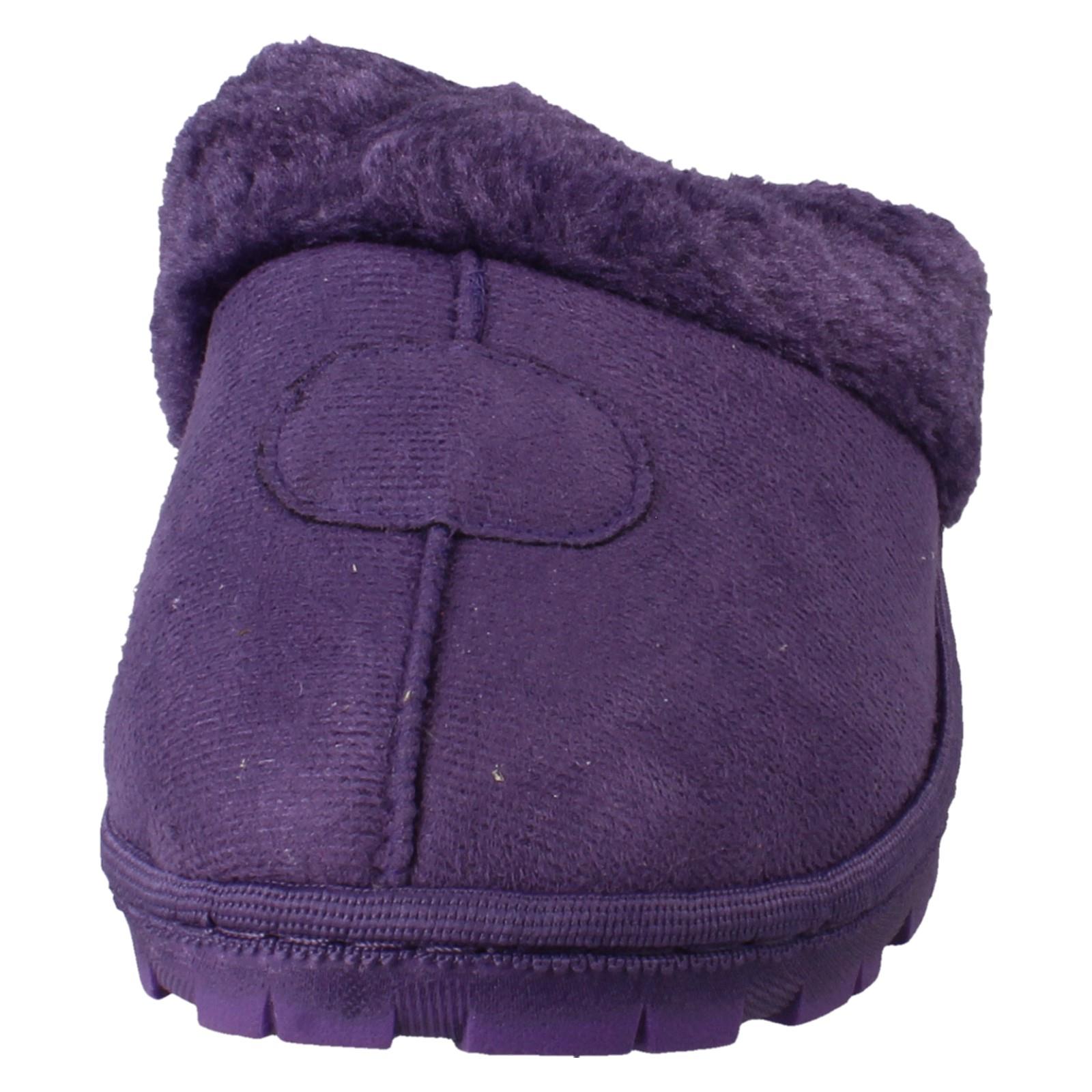 Mujer Spot On Mula Piel Sintética Forrado sin Cordones Ropa Cómoda Pantuflas - Imagen 45 de 46