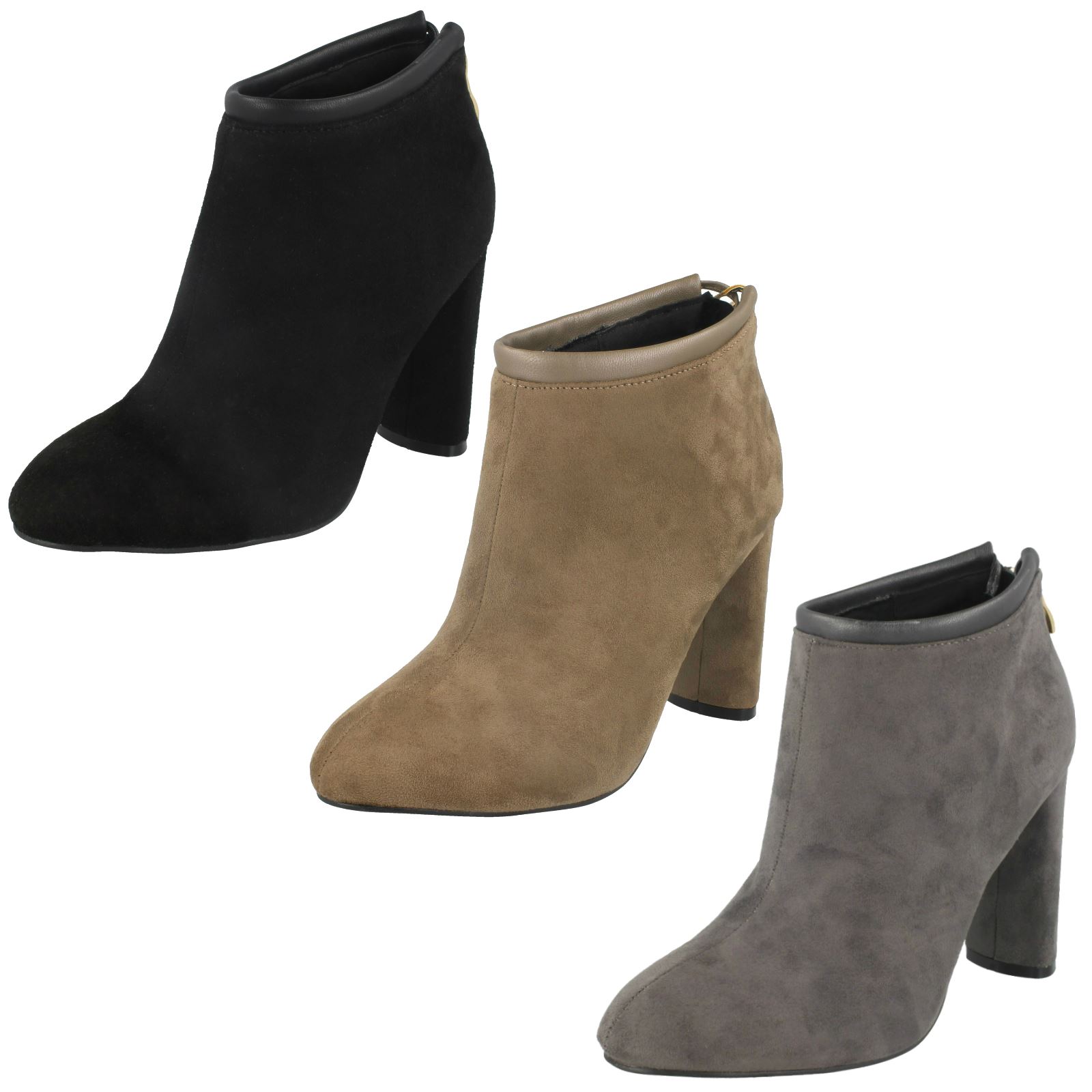 Damen Spot On Mikrofaser Rückenschnürung Stiefeletten