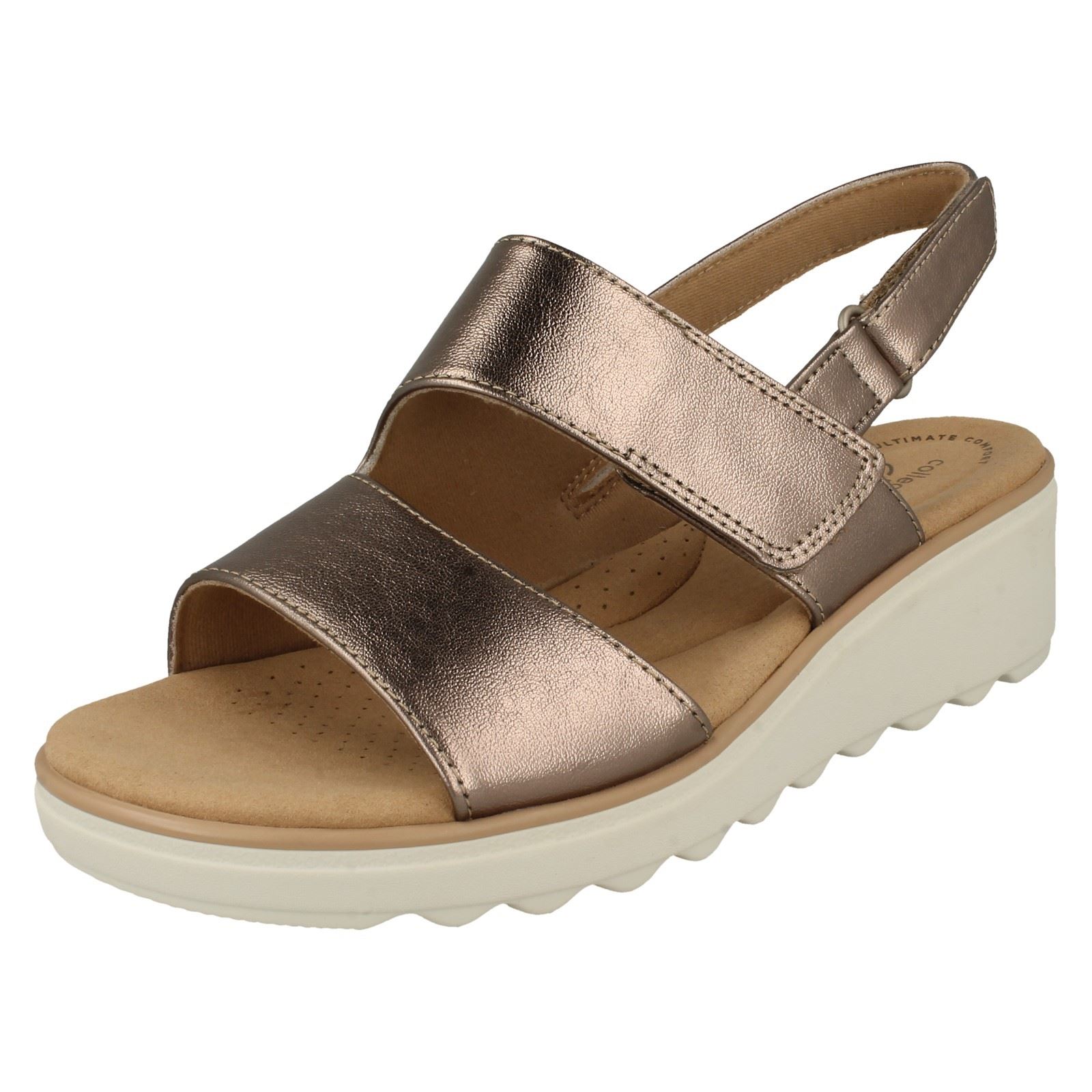 Ladies Clarks Jillian Pearl Wedge Heeled Strappy Sandals