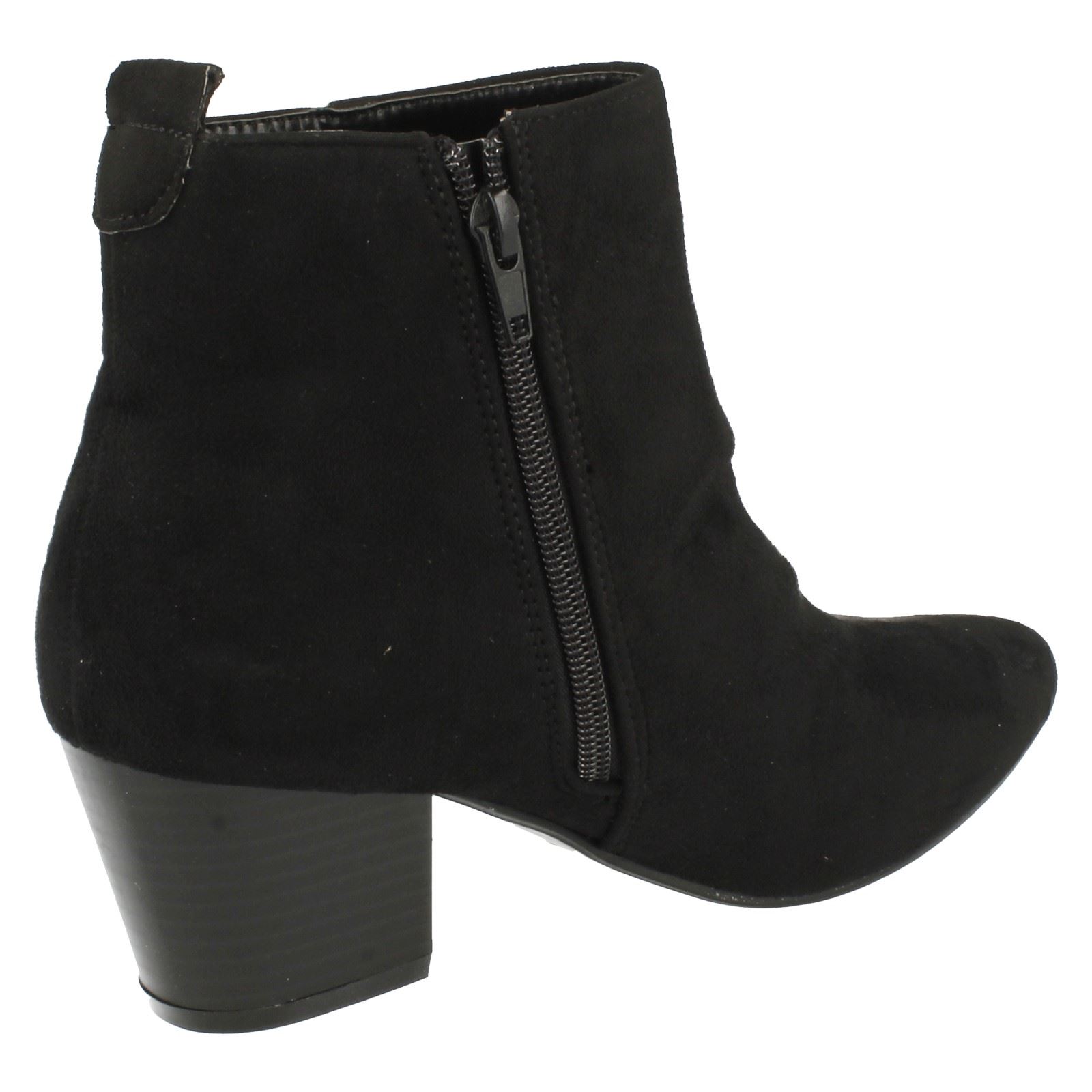 Ladies Spot On Plain Heeled Ankle Boots - Picture 19 of 28