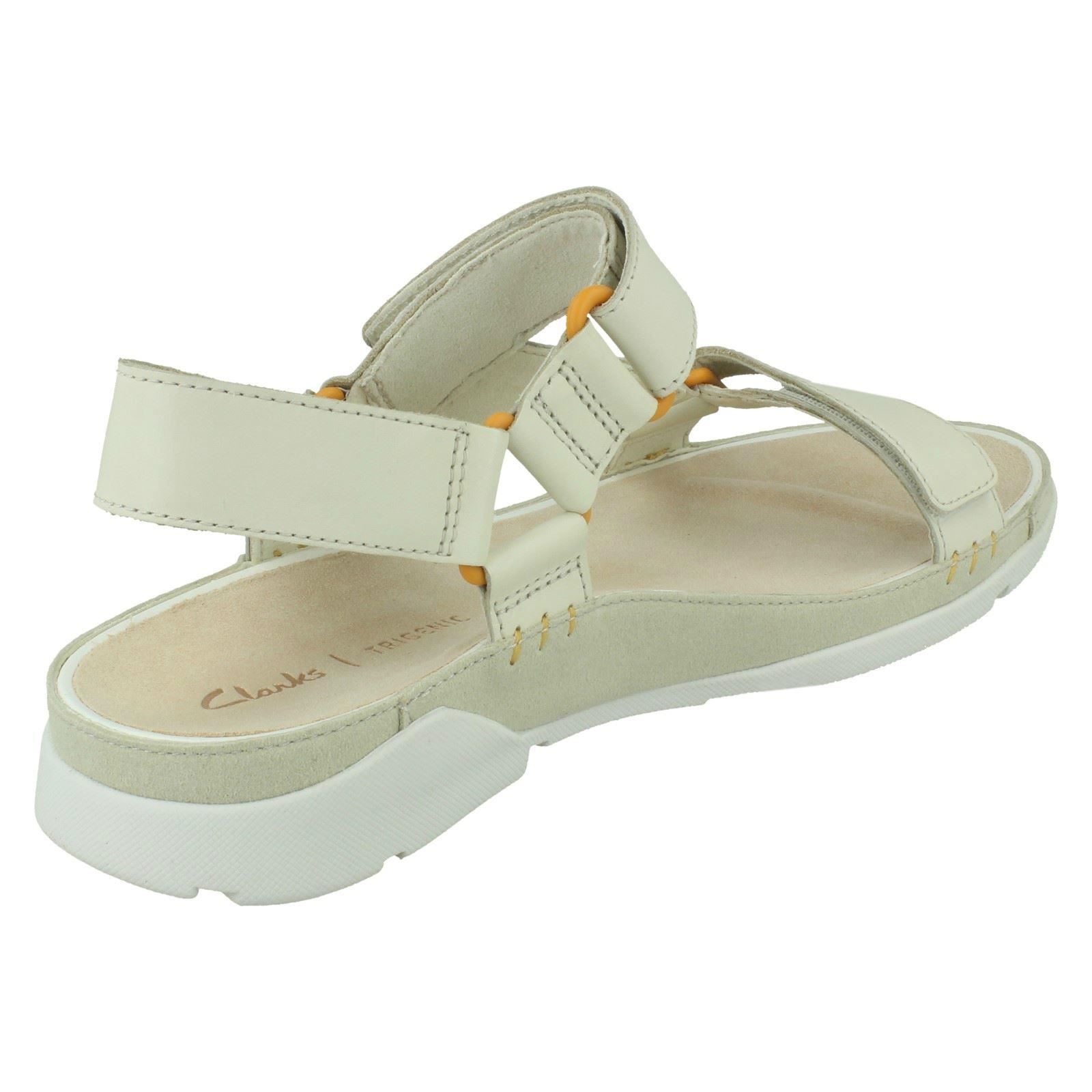 Ladies Clarks Open Toe Casual Hook & Loop Leather & Textile Sandals Tri Sporty | eBay