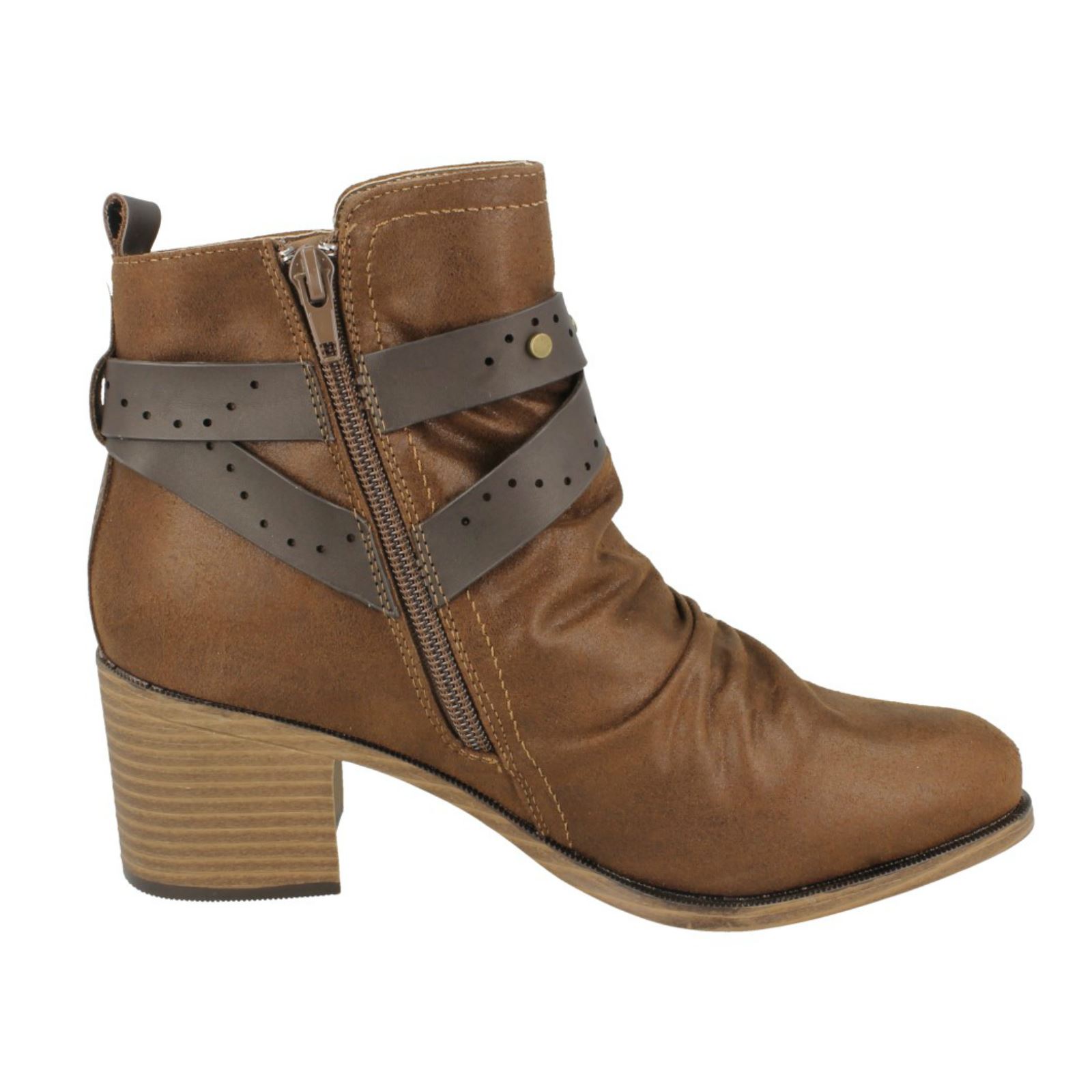 Botas al tobillo sintéticas con cremallera Down To Earth para dama - Imagen 16 de 19