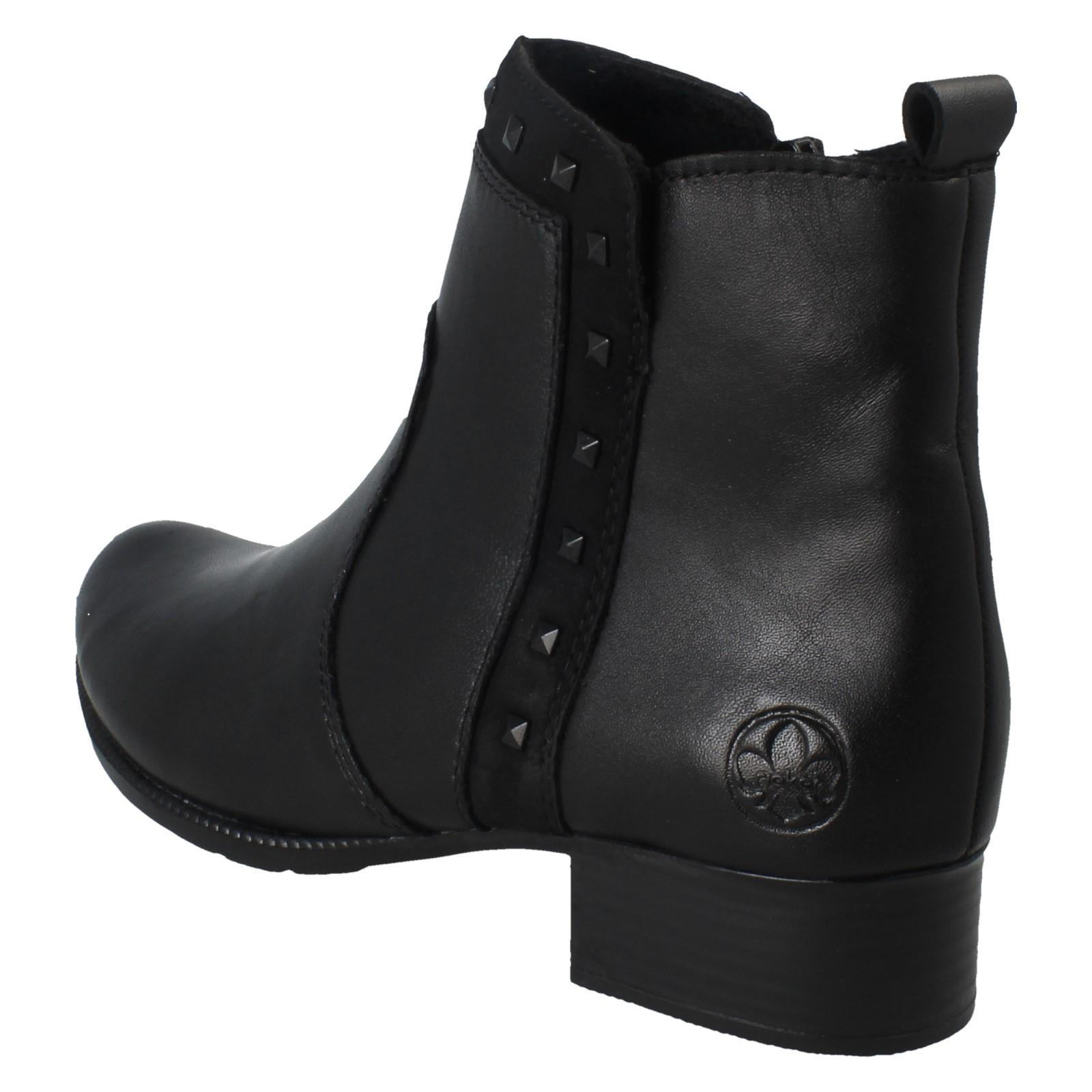 Rieker Ladies Zip Fastening Stud Detailed Ankle Boots 78657 - Picture 4 of 10