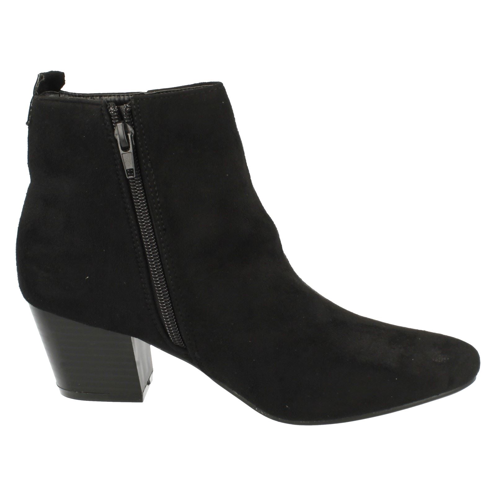Ladies Spot On Plain Heeled Ankle Boots - Picture 13 of 28
