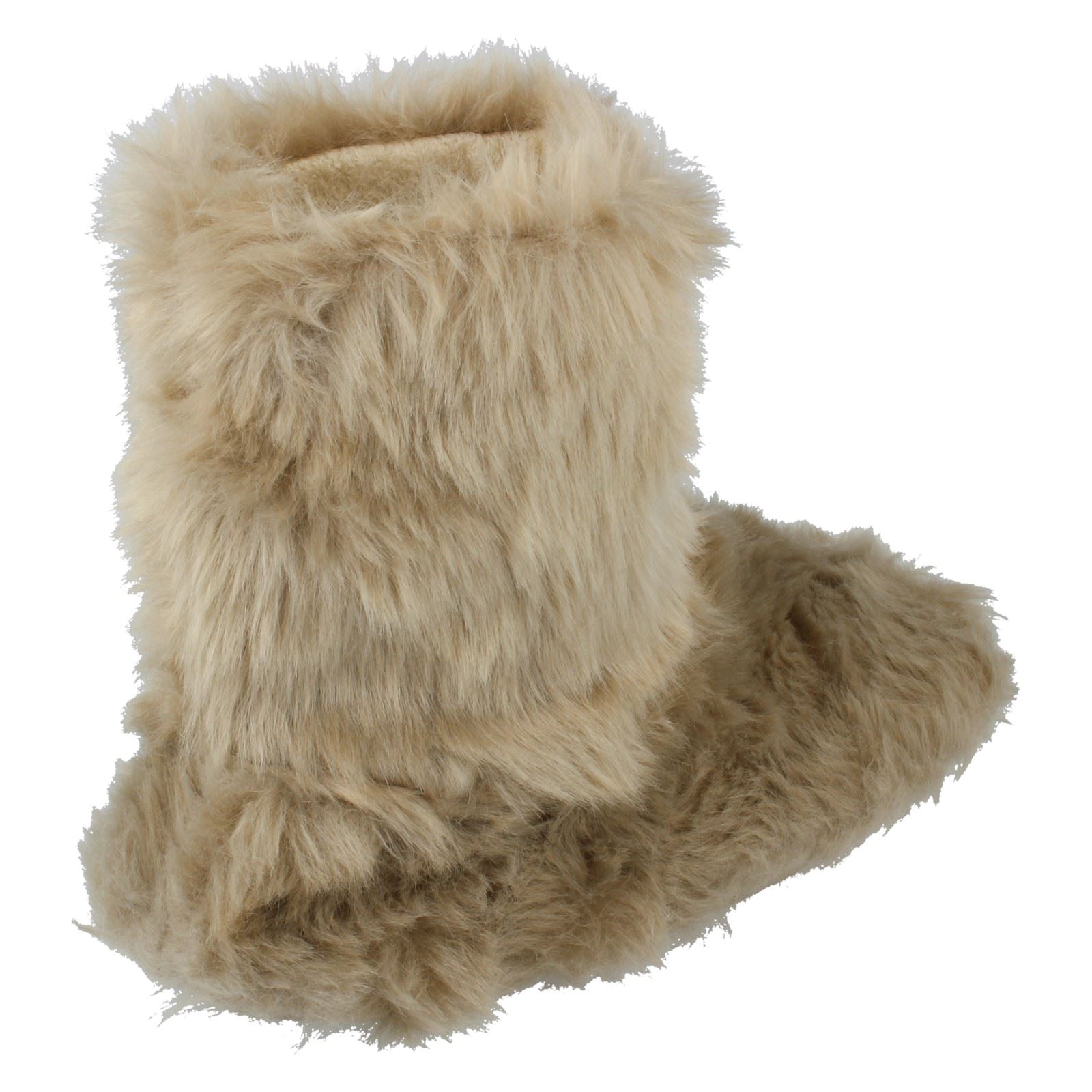 Ladies Eaze Casual Pull On Fluffy Textile Bootie Home Comfort Slippers X2R081