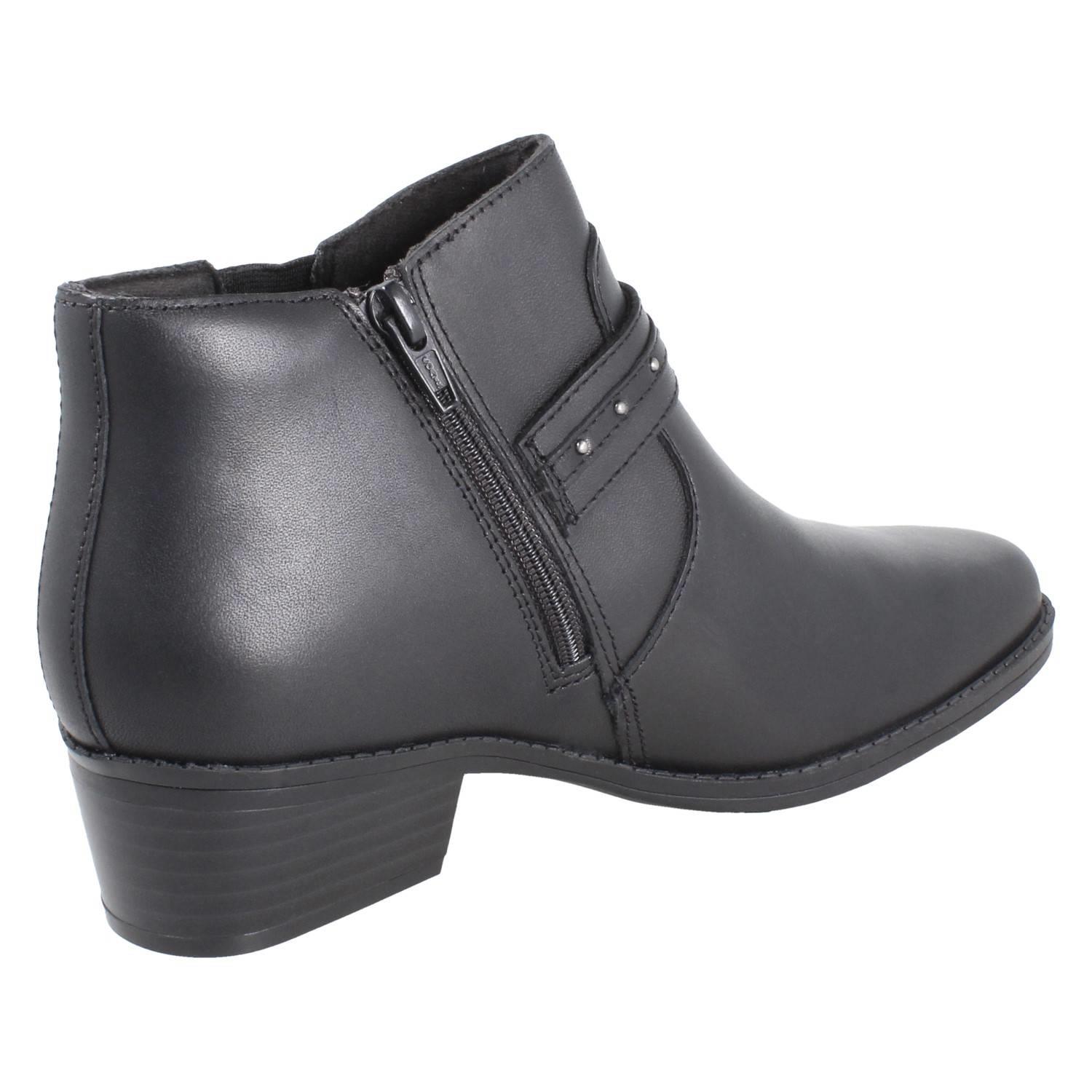 Femmes Clarks Bloc Talon Daim / Leather Smart Bottines Fermeture Éclair Danyelle - Picture 6 of 19