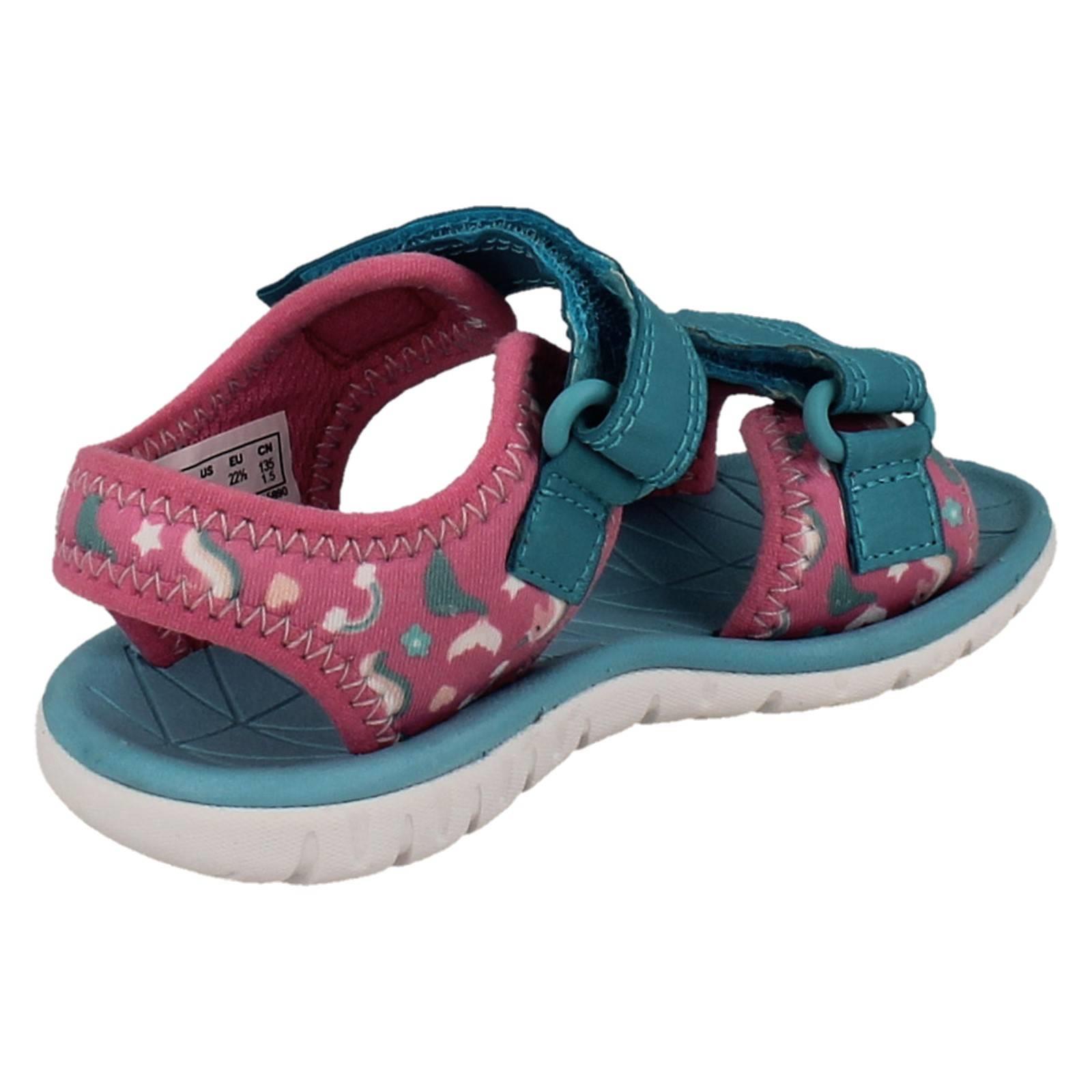 Kids Clarks Pattern Detailed Adjustable Sandals Surfing Tide T - Picture 15 of 37