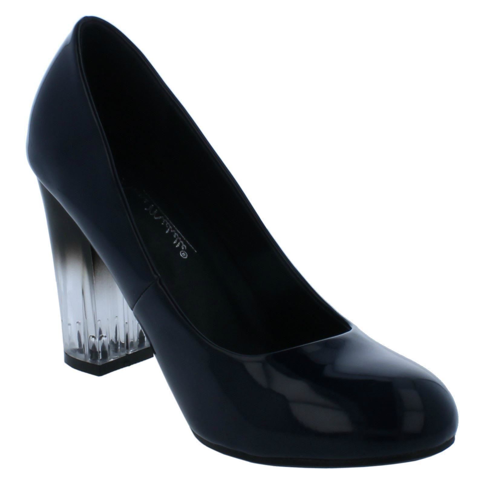 Ladies Anne Michelle Clear Block Heel Court Shoes F9R921 - Picture 26 of 28