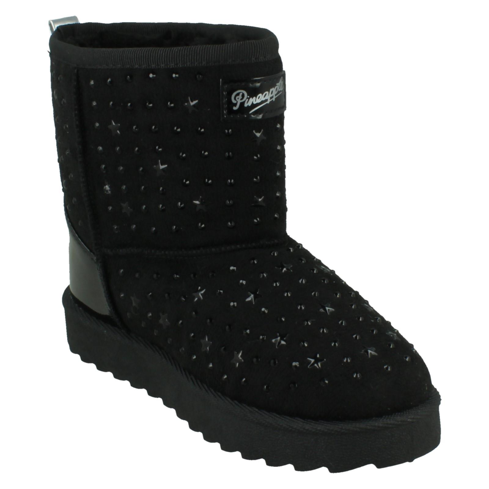 Girls Pineapple Casual Warmlined Comfy Boots With Star Stud Detailing H4R200 - Picture 8 of 19