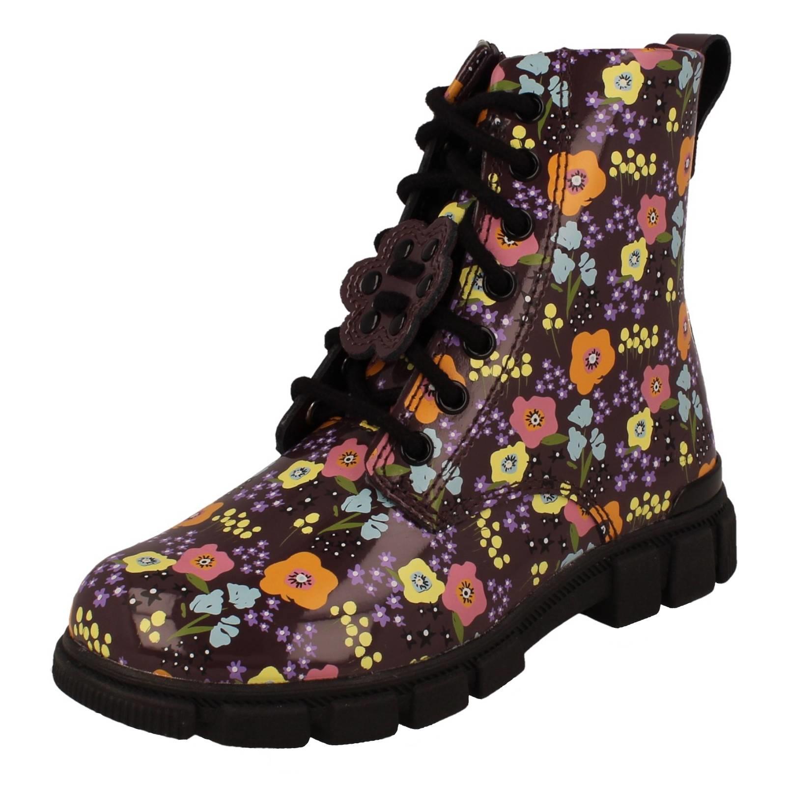 Girls Clarks Floral Pattern Ankle Boots Evyn Top K - Picture 2 of 10