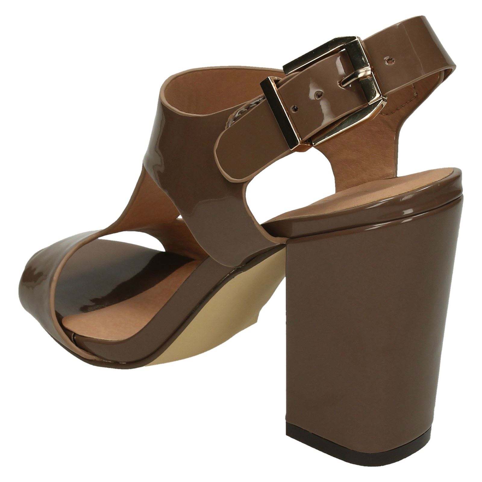 Ladies Anne Michelle Patent Slingback Chunky Heel Sandals | eBay