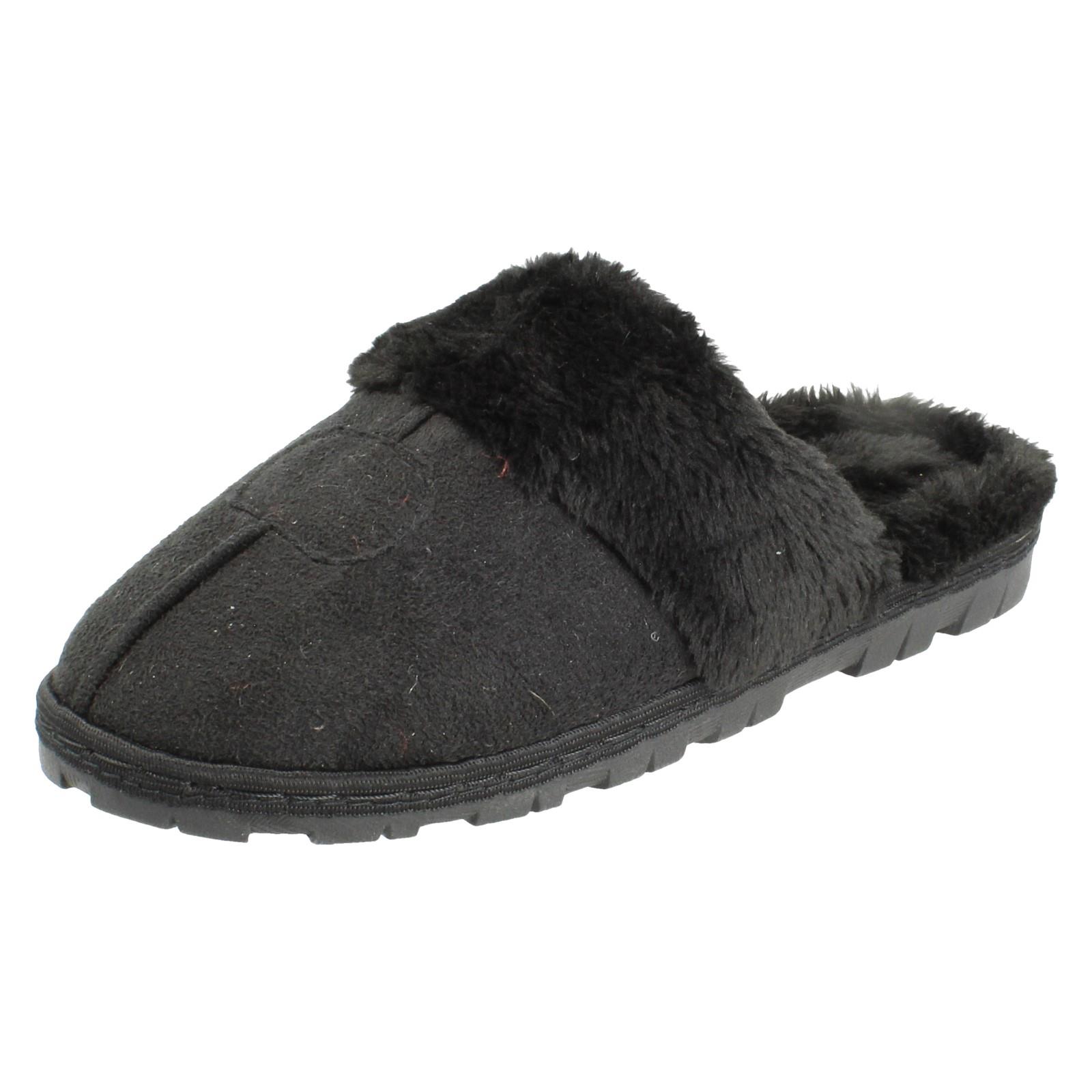 Mujer Spot On Mula Piel Sintética Forrado sin Cordones Ropa Cómoda Pantuflas - Imagen 2 de 46