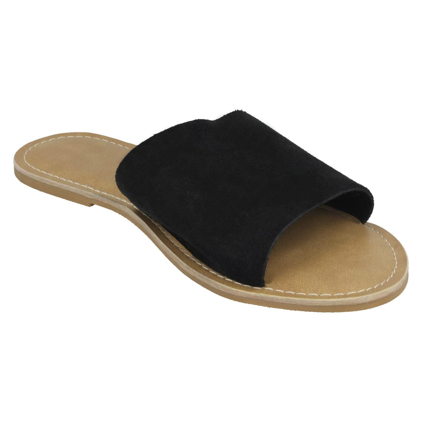 Ladies Leather Collection Suede Mule Sandals - Picture 8 of 55