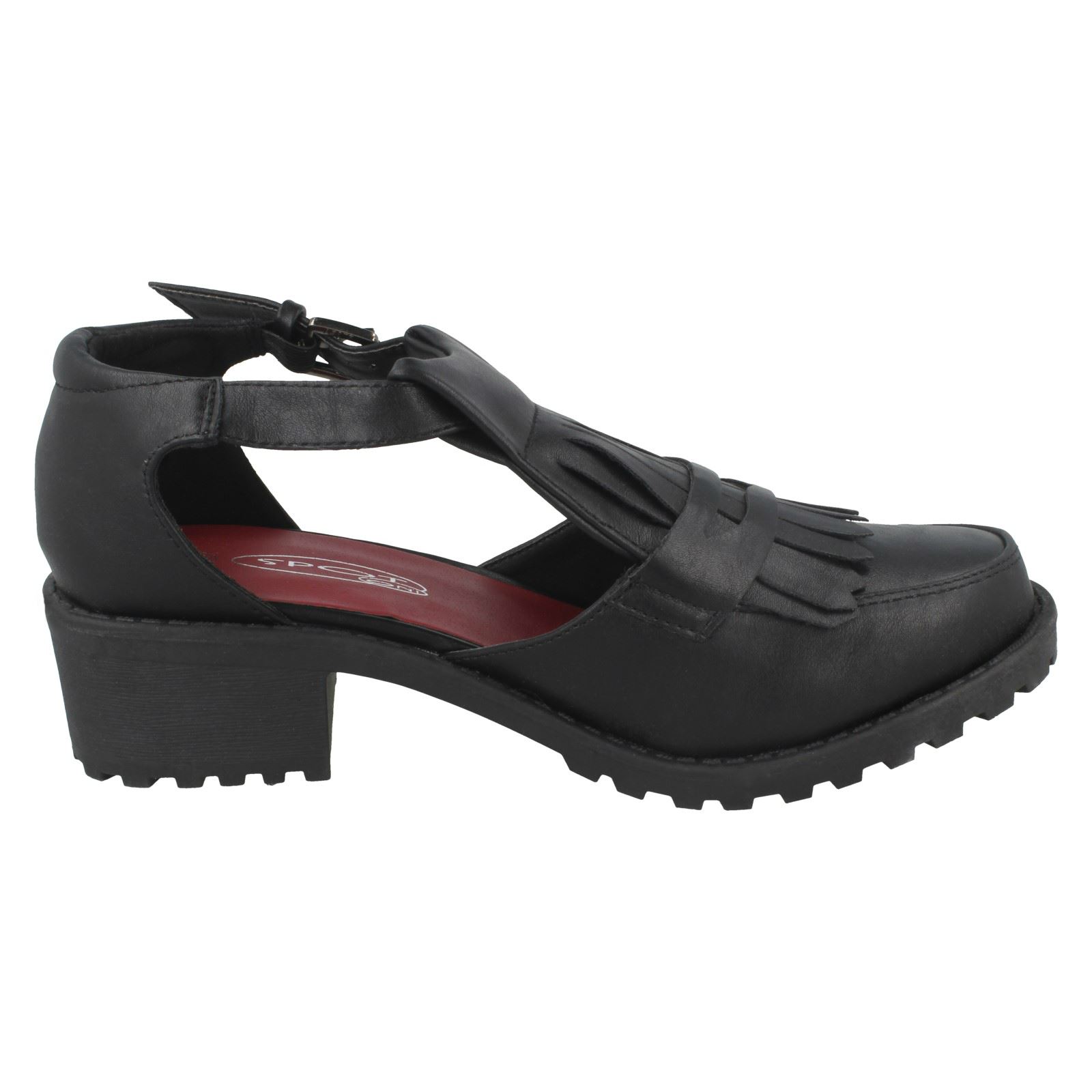 Ladies Spot On Synthetic Buckle Strap Shoes - Picture 7 of 19