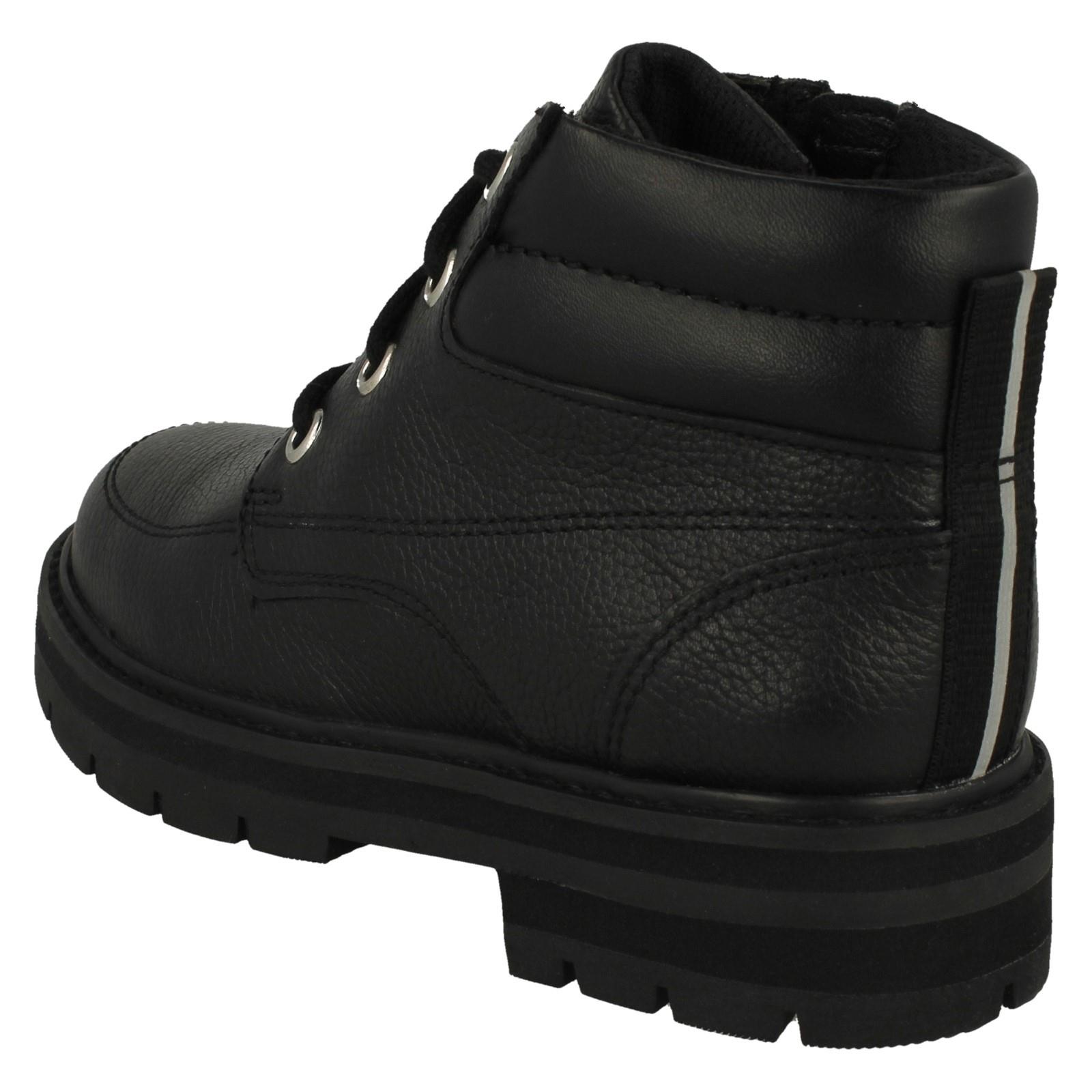 Boys Clarks Lace Up Detailed Ankle Boots - Prague Zip K - Picture 9 of 10