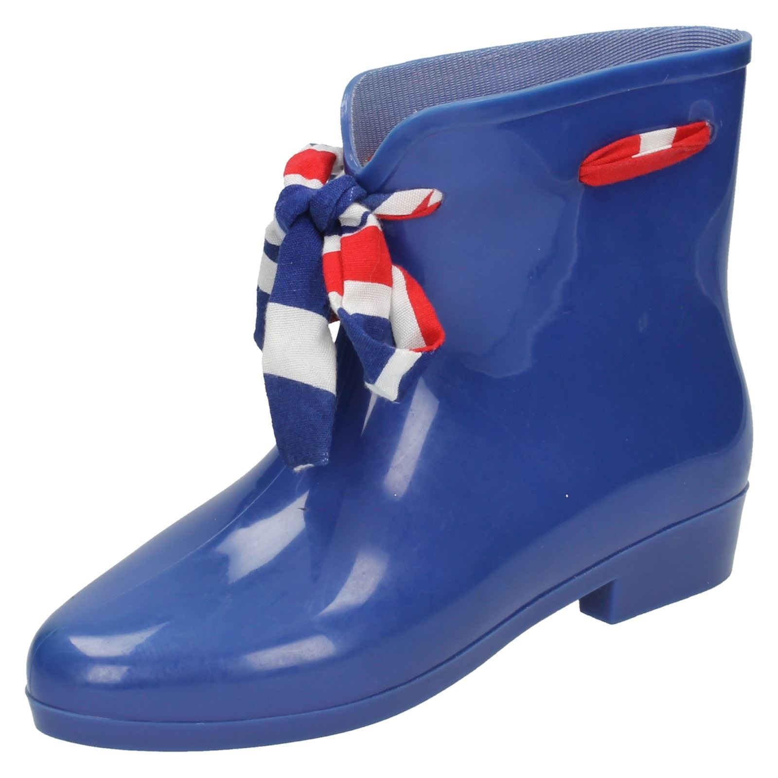 Ladies Spot On Tied Bow Detail Ankle 'Wellington Boots' - Picture 11 of 46